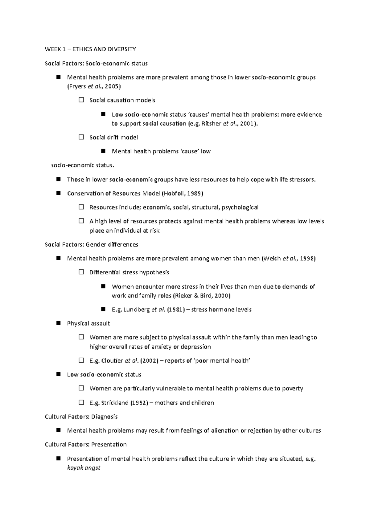 WEEK 1 and 2 ethics and historical perspectives - WEEK 1 – ETHICS AND ...