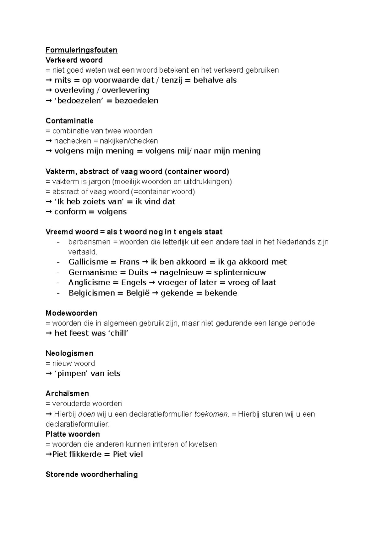 Nederlands Formuleerfouten - Formuleringsfouten Verkeerd Woord = Niet ...