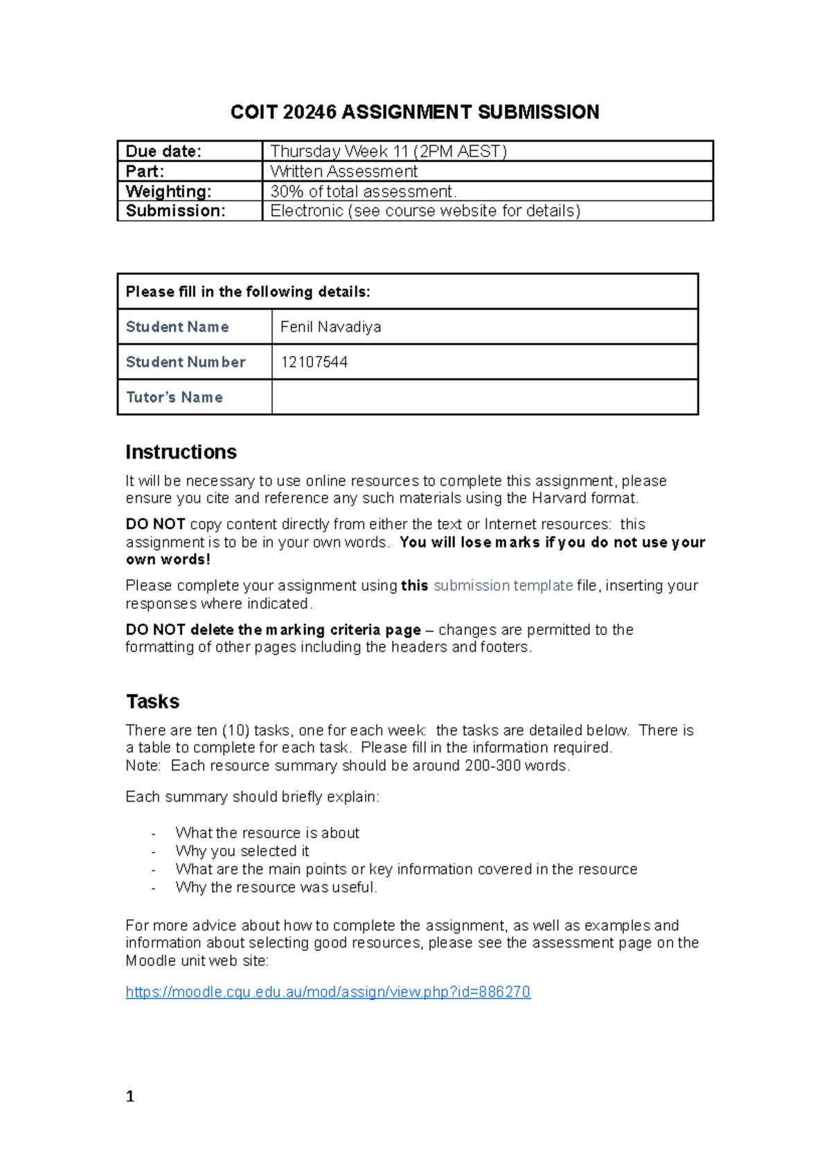 COIT20246-T1-2019-A1-Template-v01 - COIT 20246 ASSIGNMENT SUBMISSION ...