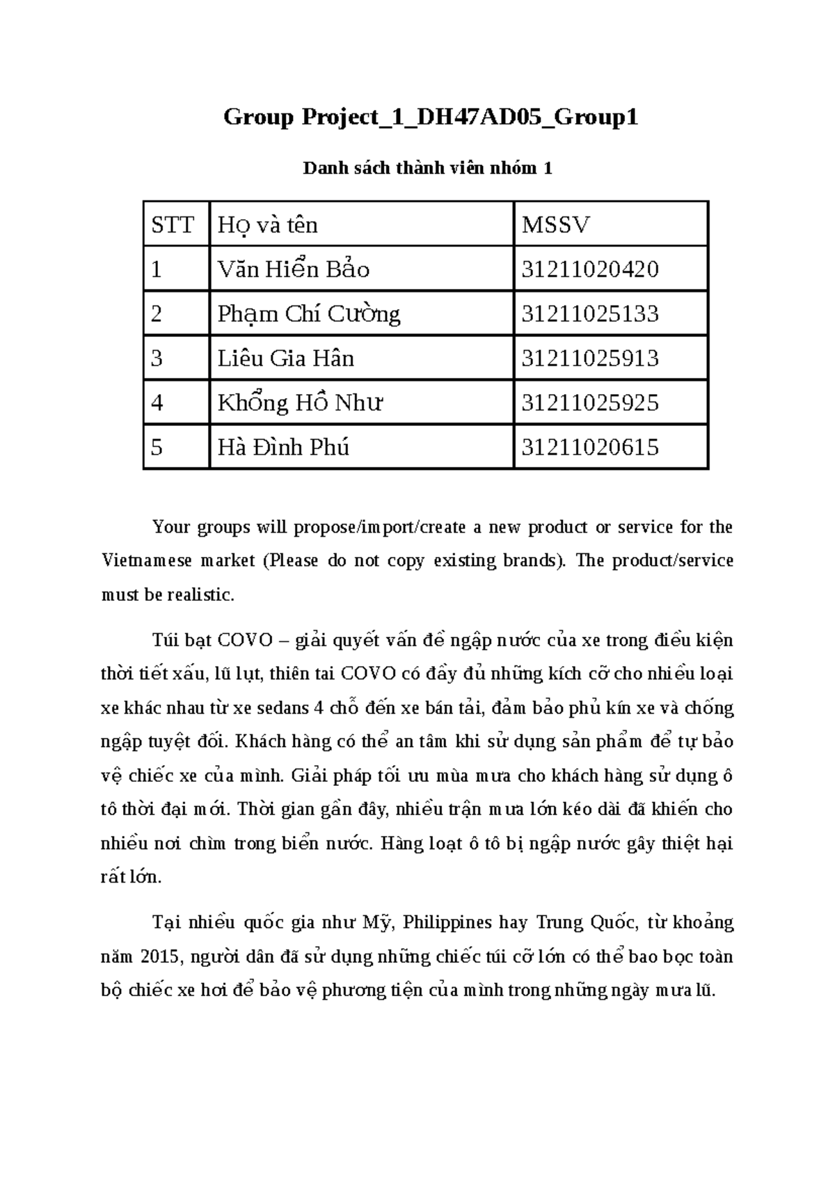 [nháp] Group Project 1 DH47AD05 Group 1 - Group Project_1_DH47AD05 ...
