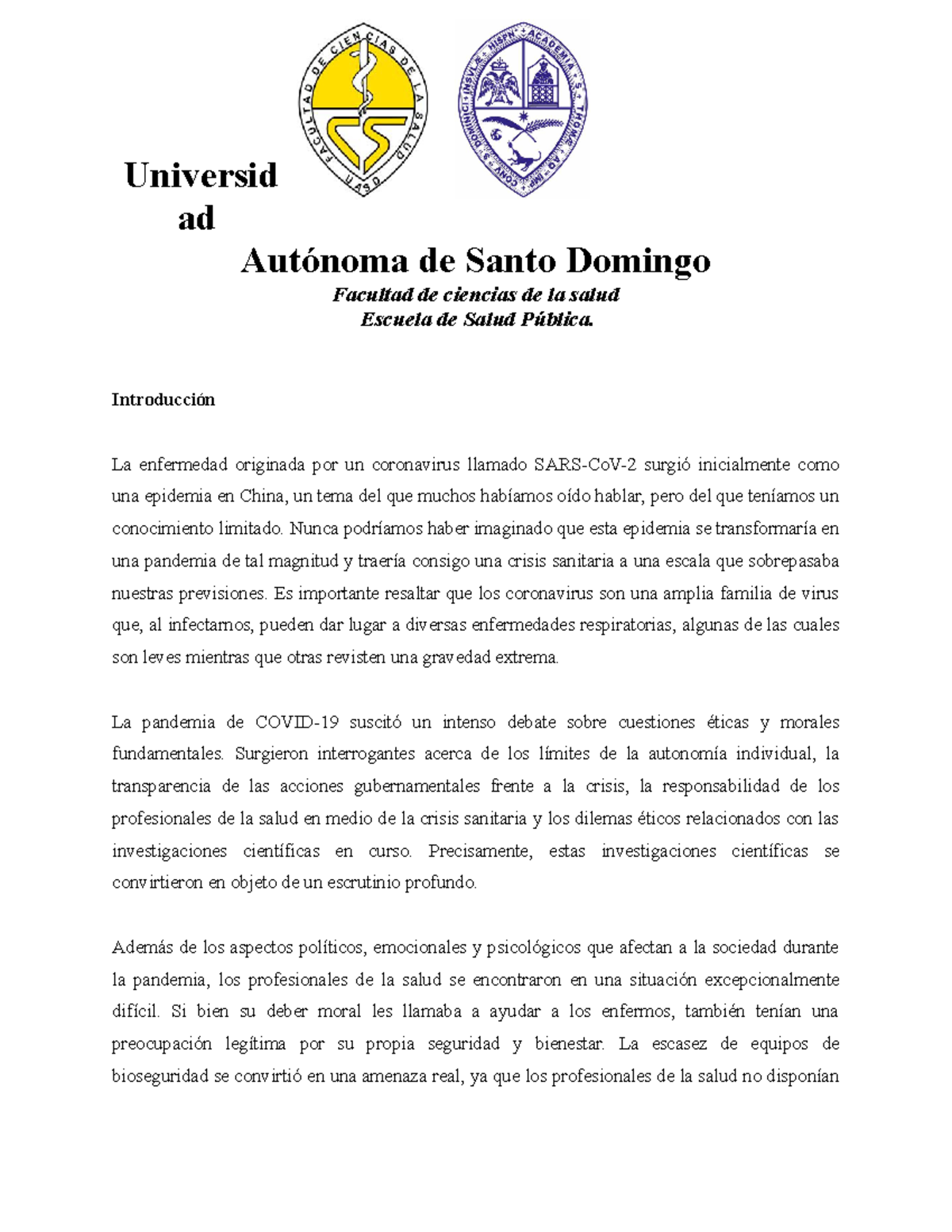 Universidad Autónoma de Santo Domingo Universid ad Autónoma de Santo