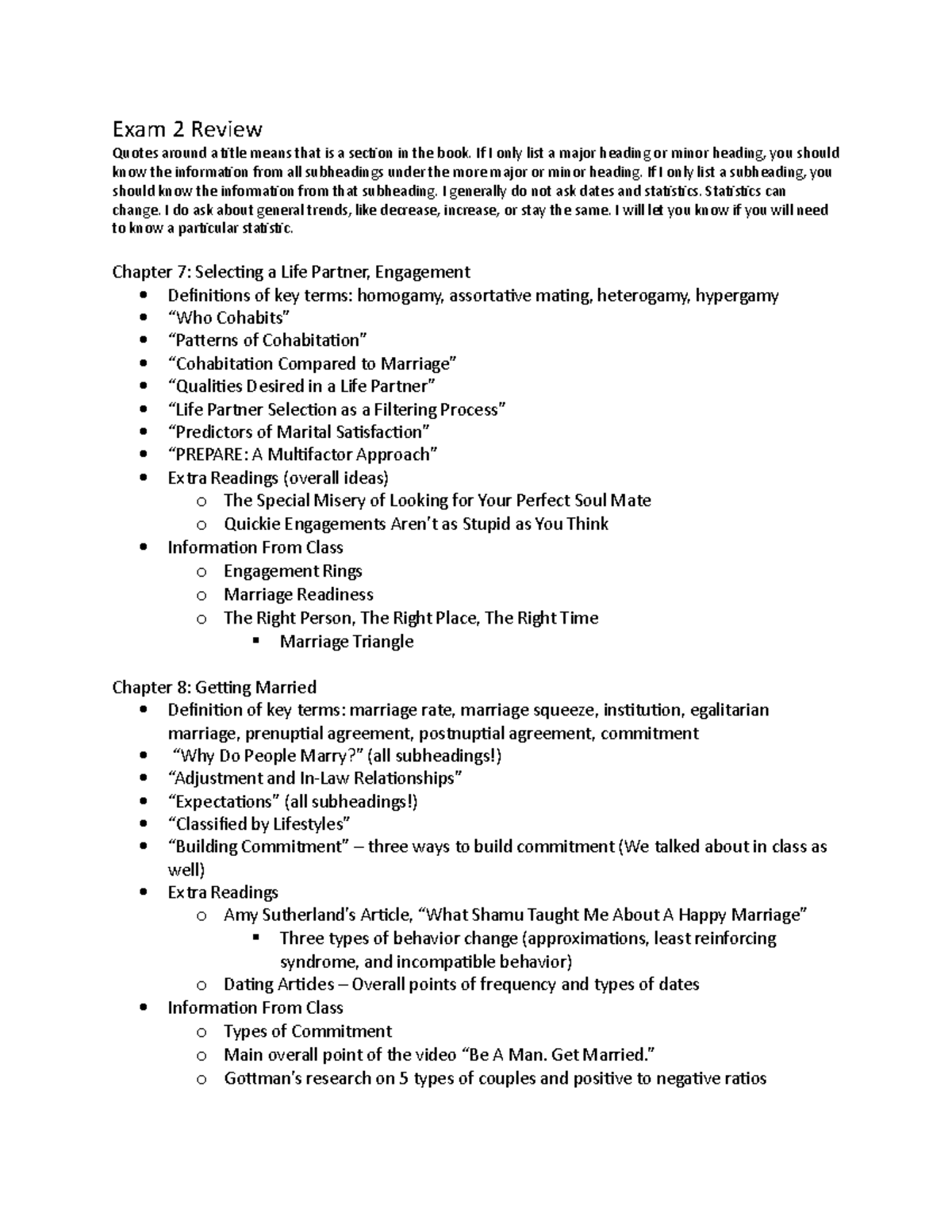 Exam 2 Review - This Document Summarizes Exam 2 From Chapter Four To ...