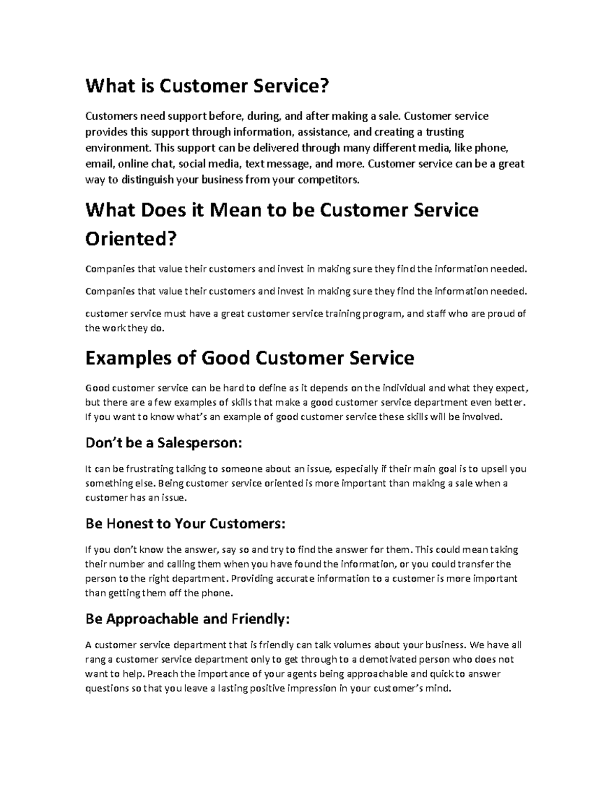 Costumer service and More - What is Customer Service? Customers need ...