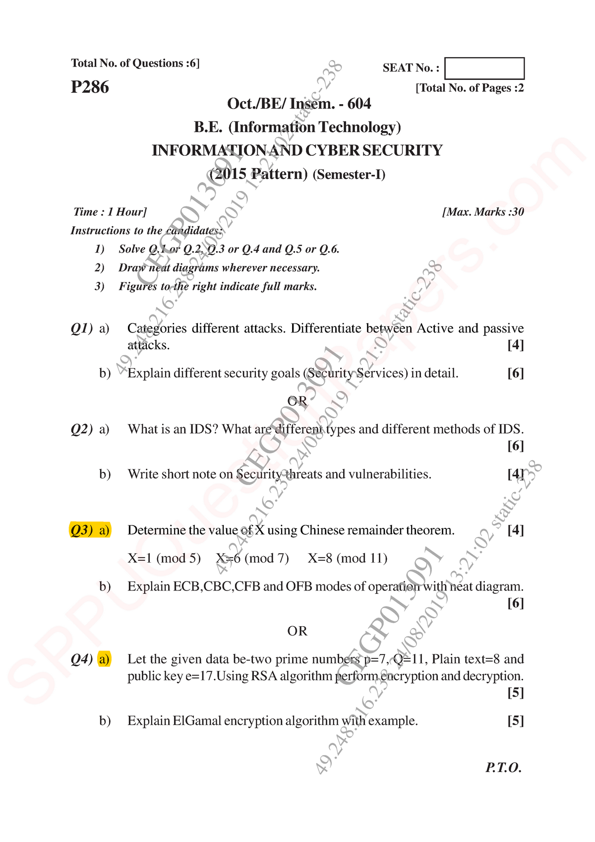 Be Information-technology-engineering Semester-7 2019 August - Studocu