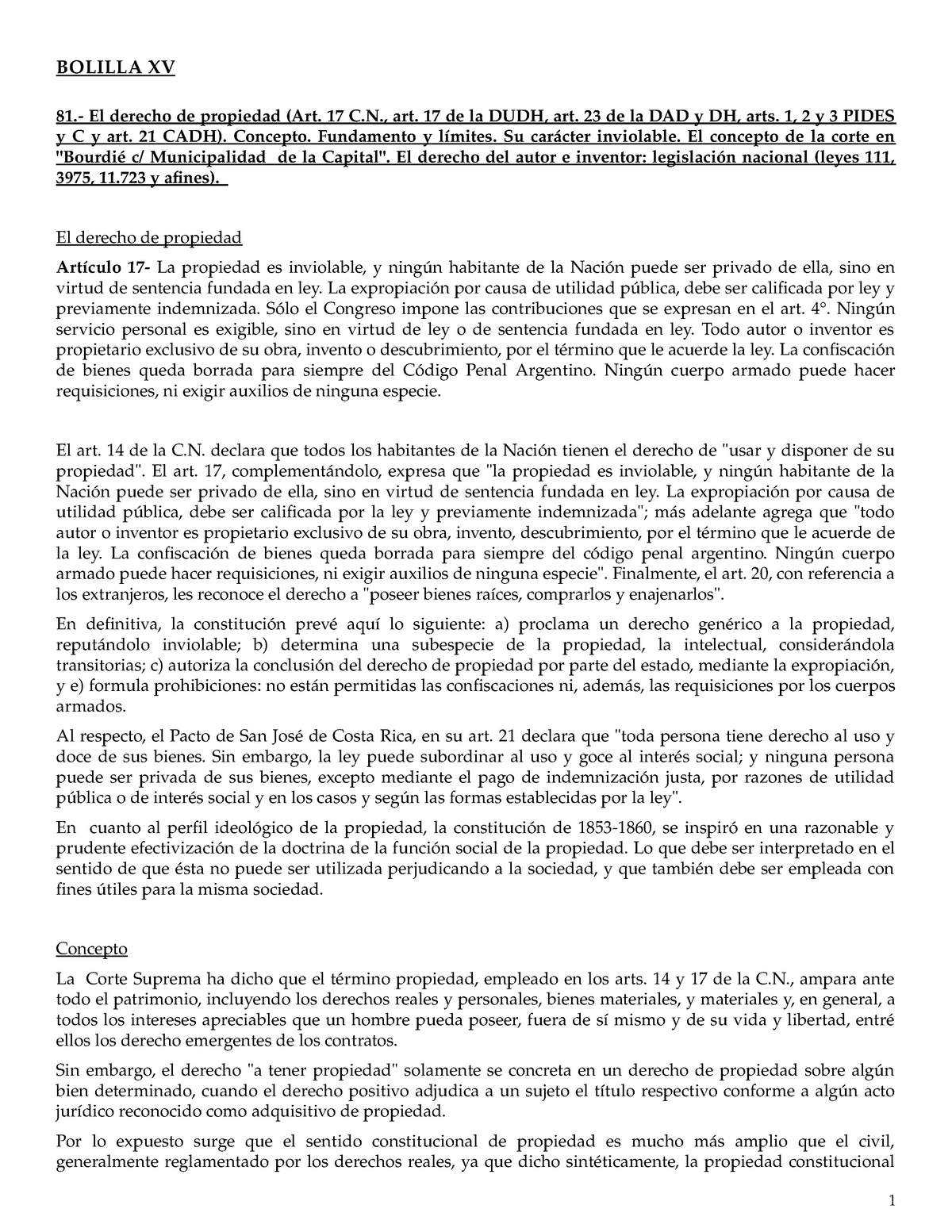 Bolilla 15 Resumen Derecho Constitucional Completo Bolilla Xv El Derecho De Propiedad Art 6985