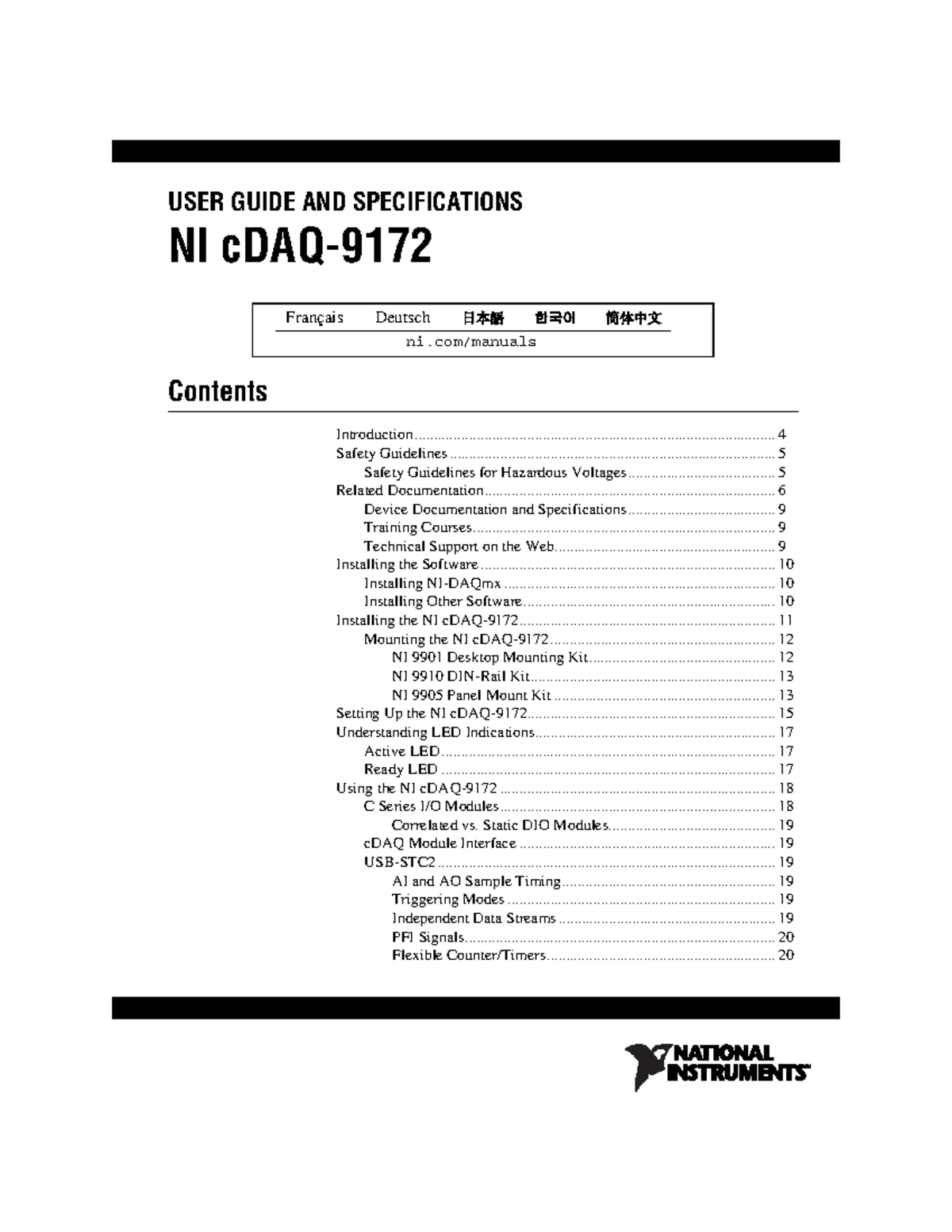 371747 f - USER GUIDE AND SPECIFICATIONS ni/manuals NI cDAQ ...