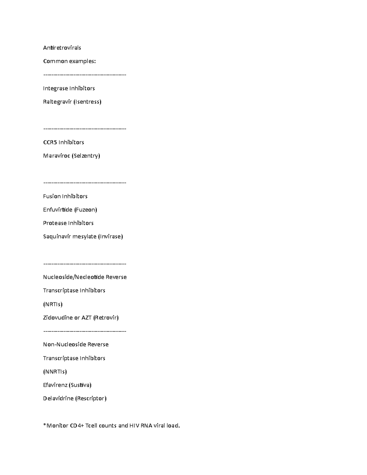 Antibiotics Anti infectives Part 5 Antiretrovirals Common examples