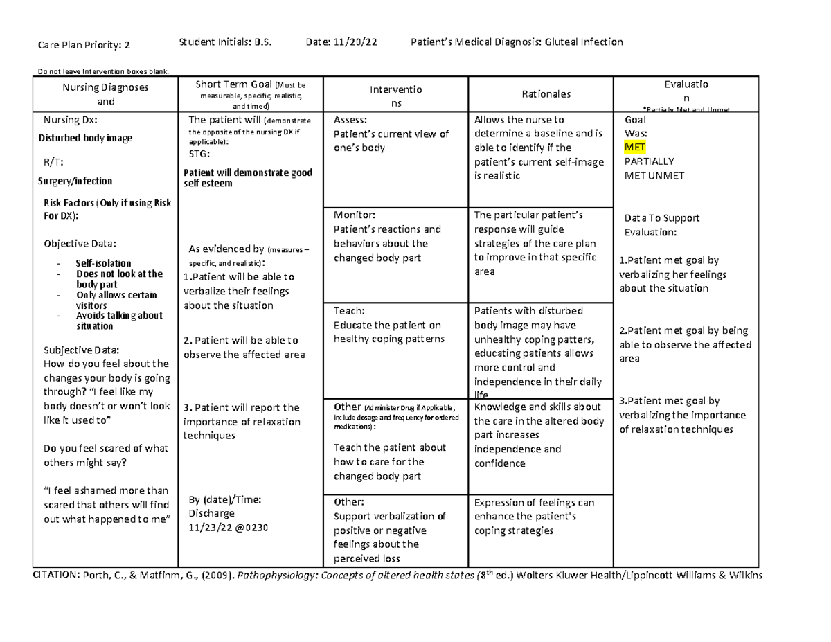 11-23-22 NCP2 - clinical paperwork - Care Plan Priority: 2 Student ...