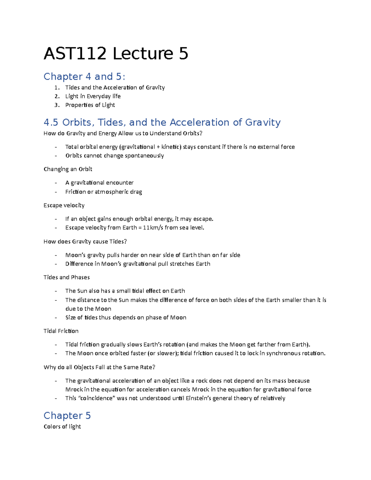 Lecture 5 - AST112 Lecture 5 Chapter 4 and 5: Tides and the ...