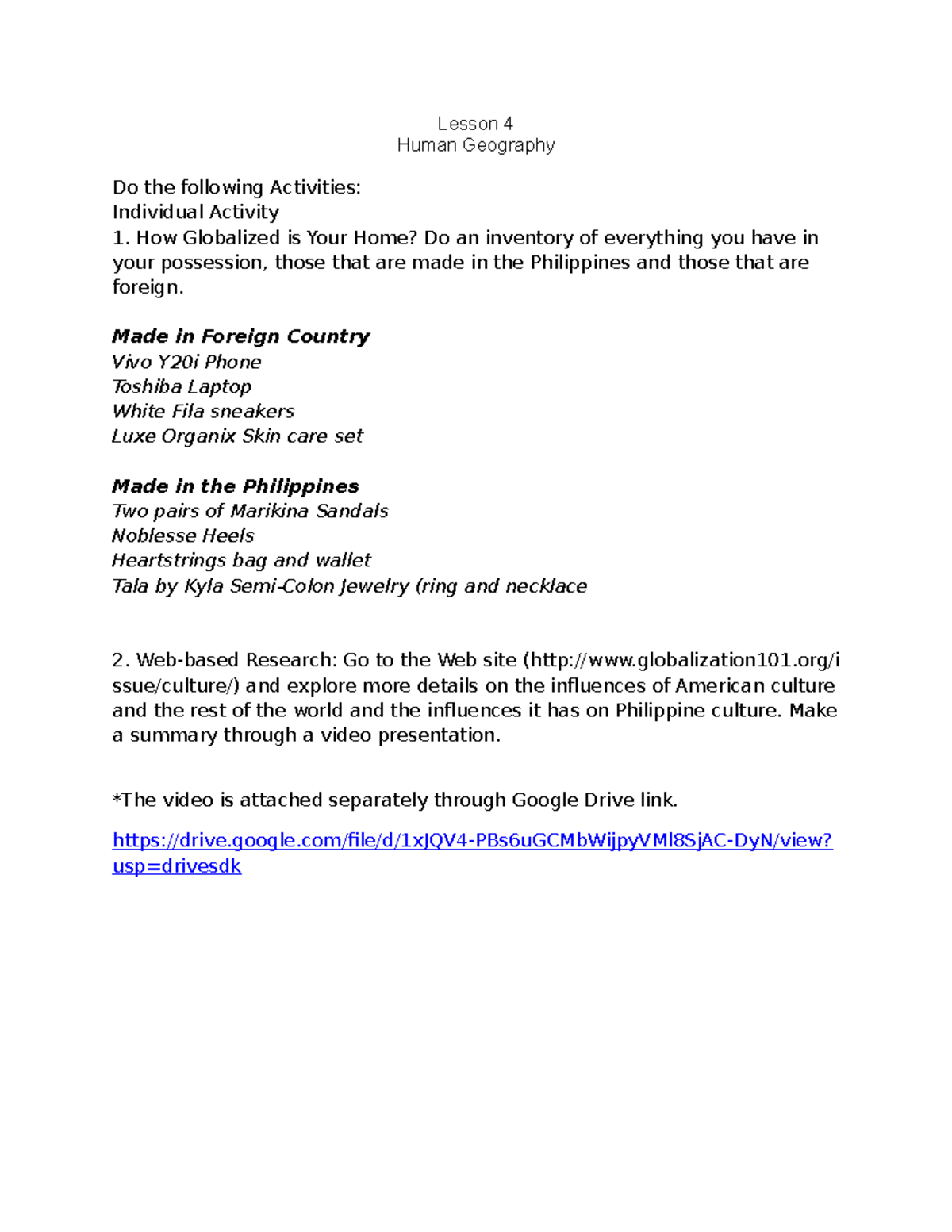 Lesson 4 Human Geography Social Studies PangSU Studocu