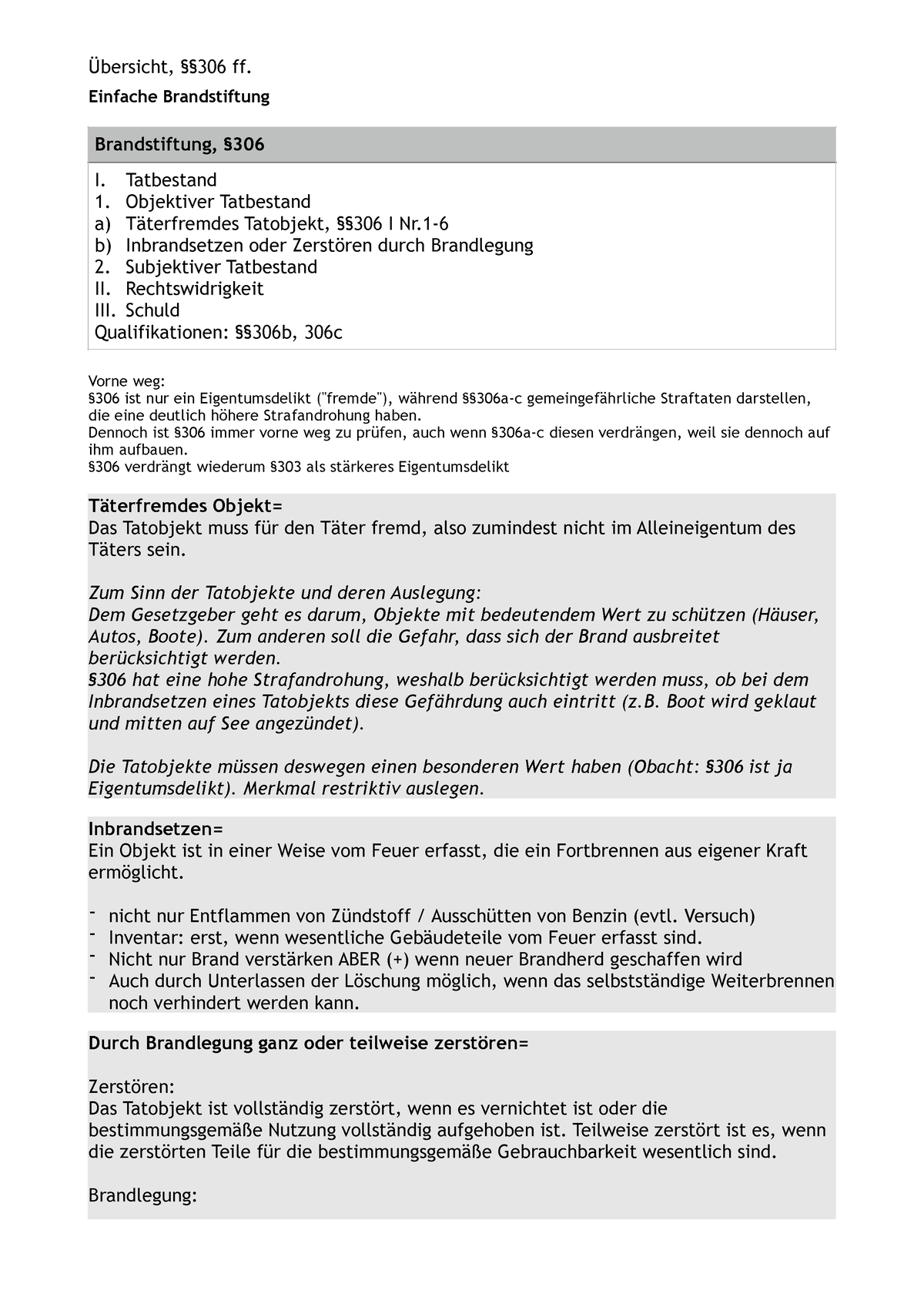 Übersicht §§306 Ff - Examensrelevante Streitstände Und Definitionen ...