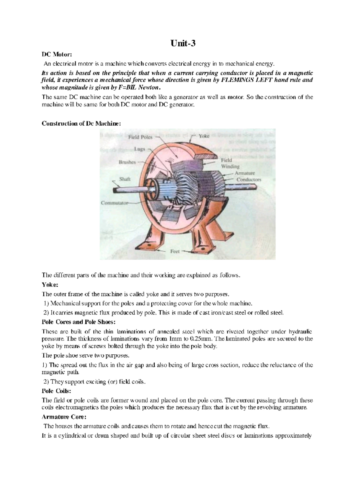 DC Motor - Basic Electrical Engineering - Studocu