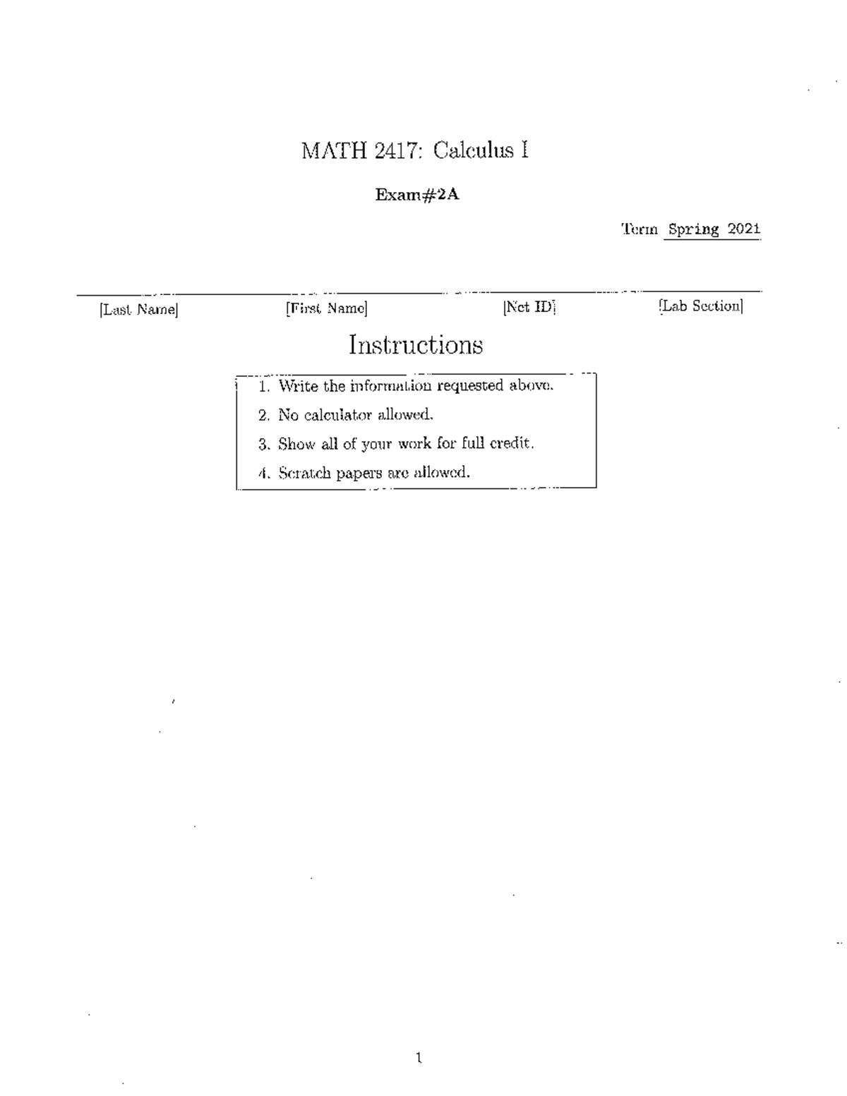 Exam 2-Solutions-Sp 21 - MATH 2417 - Studocu