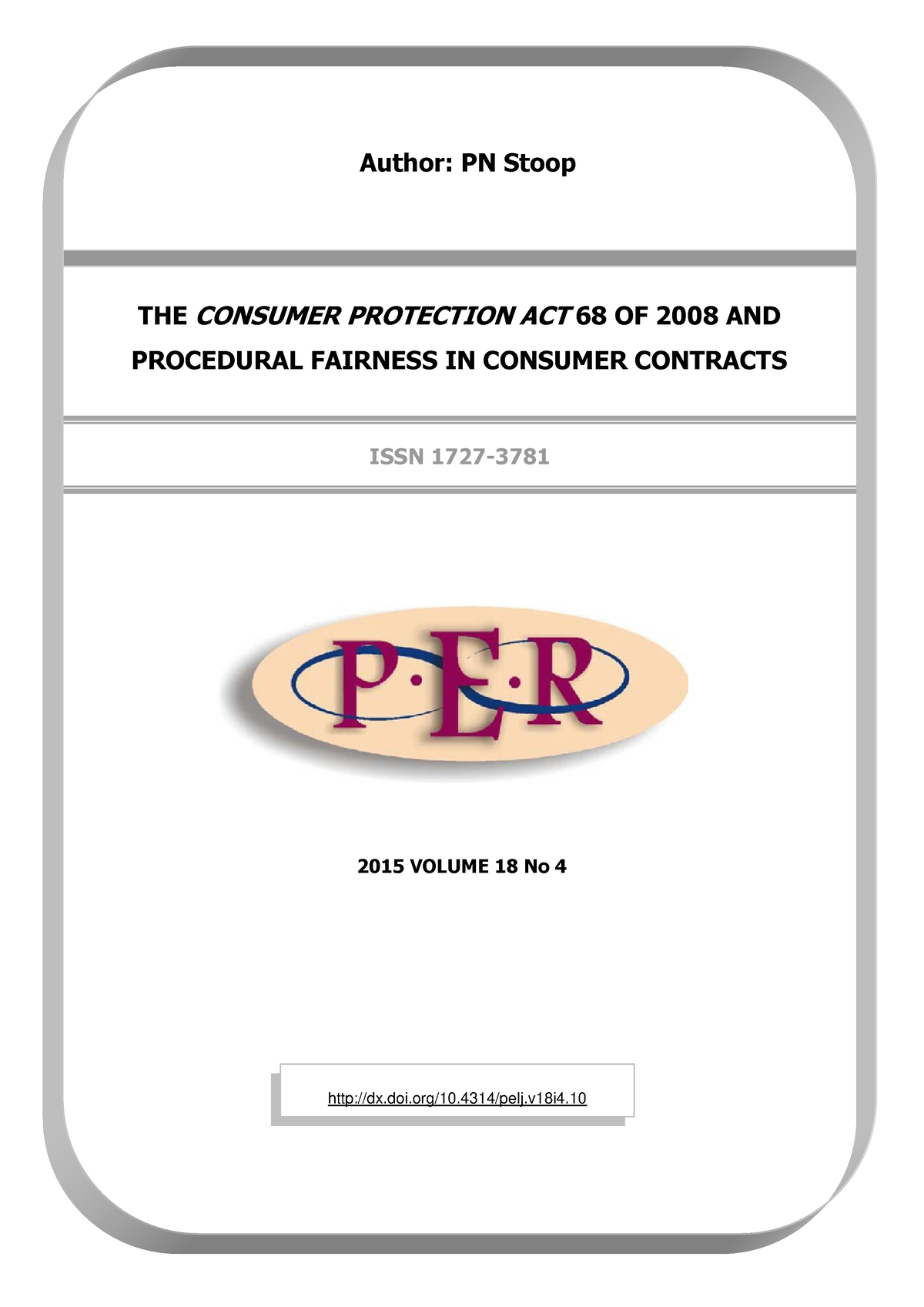 THE Consumer Protection ACT 68 OF 2008 AND Procedural Fairness IN ...