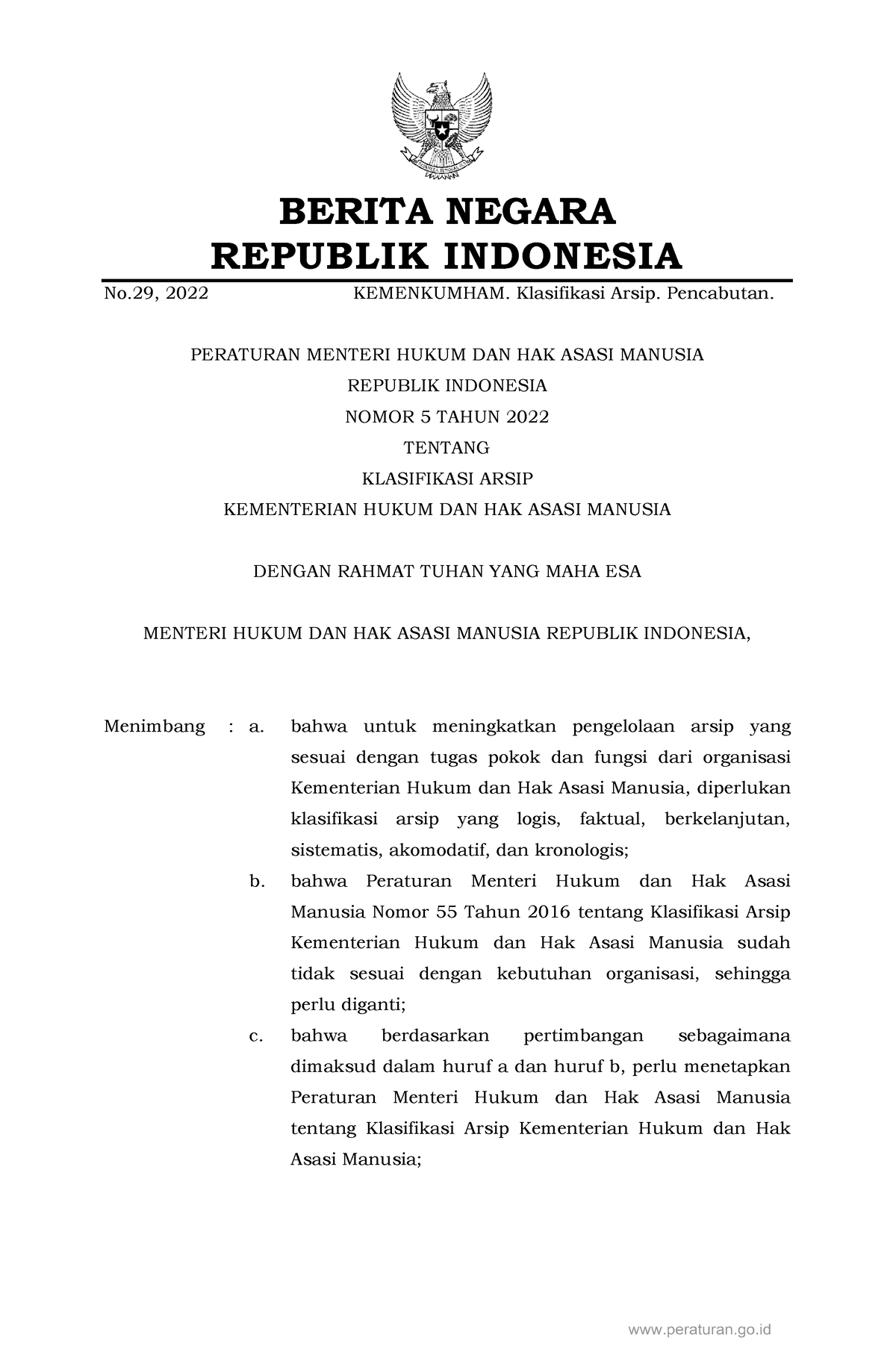 Nomor 5 Tahun 2022 - Permintaan Dan Penawaran - BERITA NEGARA REPUBLIK ...