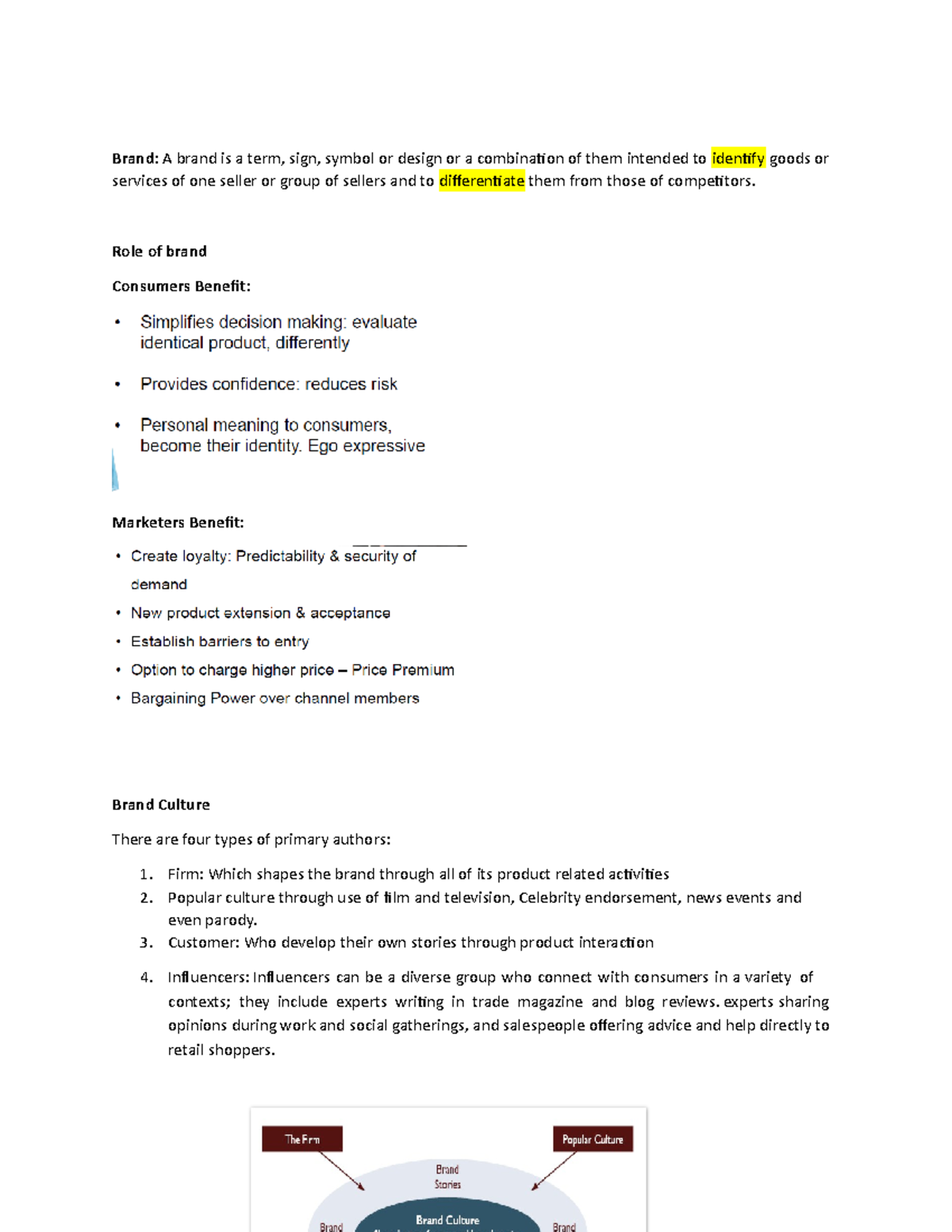Branding notes - Brand: A brand is a term, sign, symbol or design or a ...