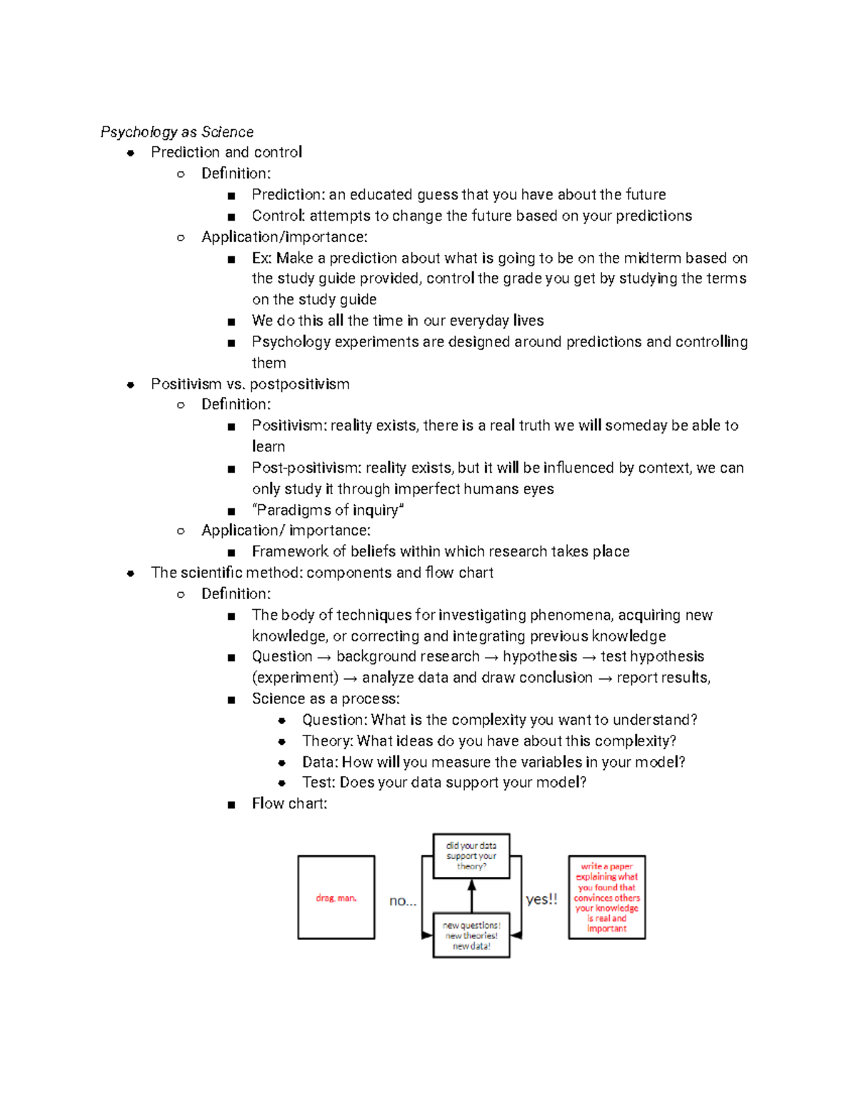 Psych Study Guide Psychology as Science Prediction and control