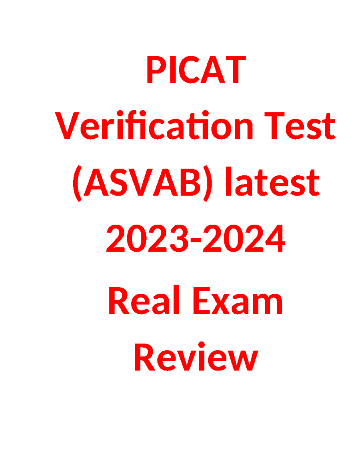 5 Picat Verification Test ( Asvab) Latest 2023-2024 Real Exam Review ...