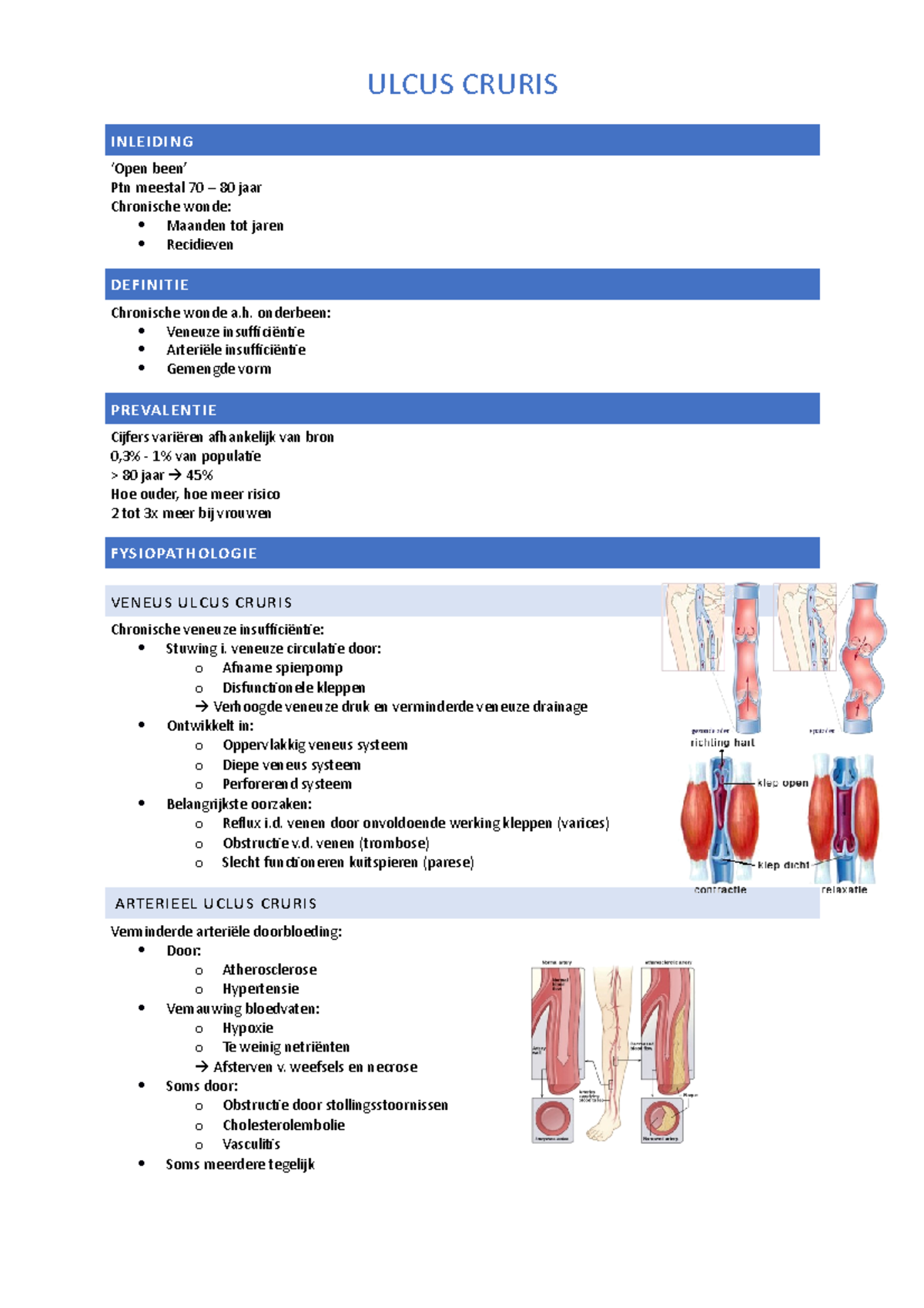 Ulcus Cruris - Samenvatting powerpoint mevrouw Verstraeten - INLEIDING ...