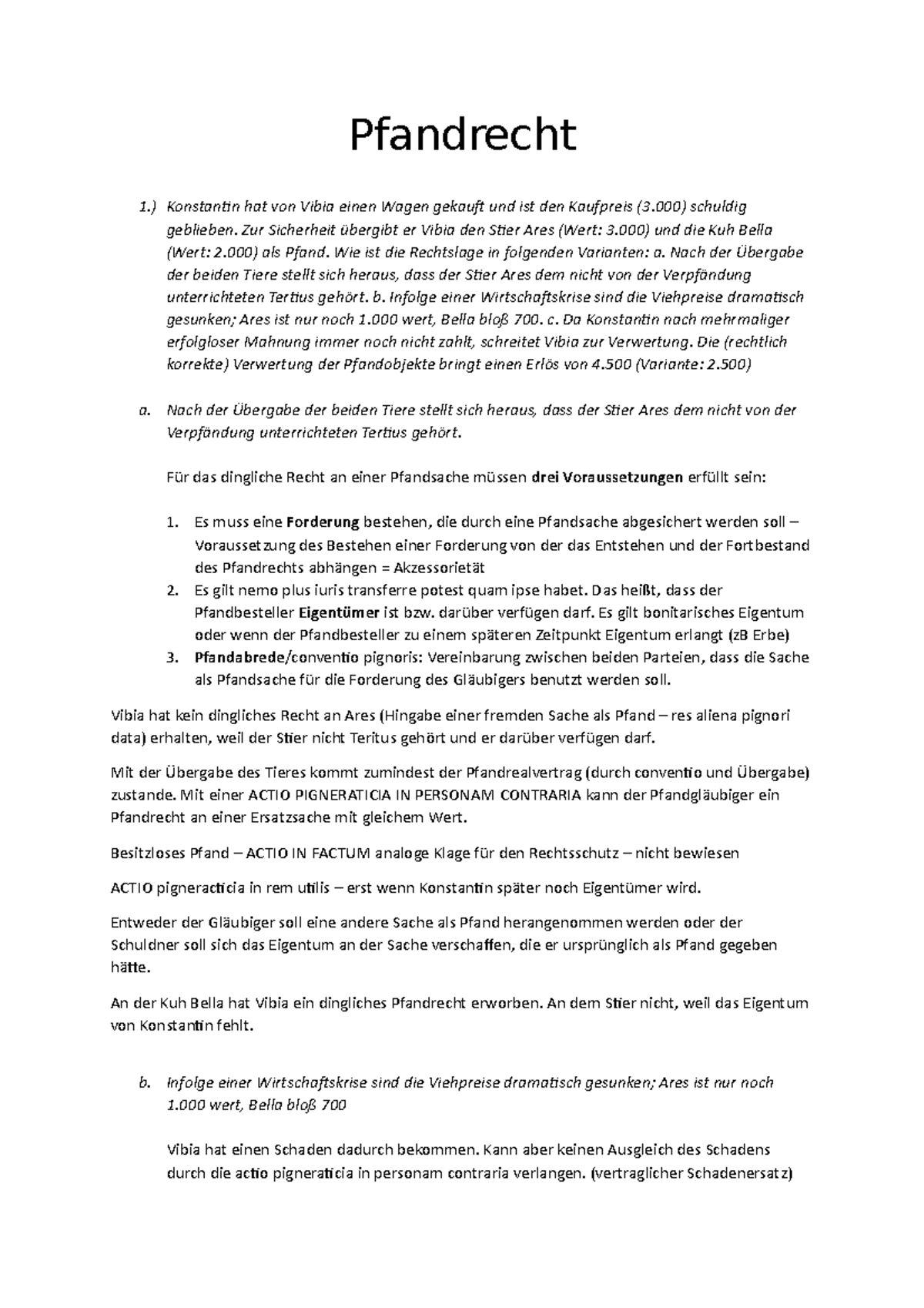Pfandrecht - Hilfe für Klausur und Übersicht - Pfandrecht 1 ...