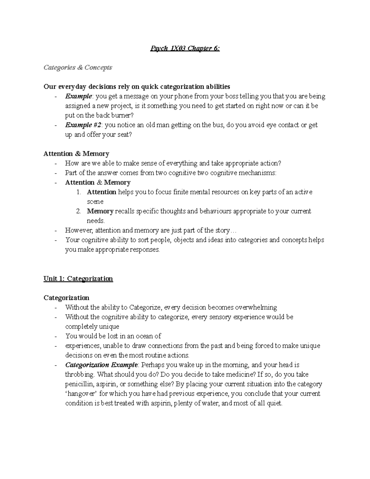 Psych 1x03: Categories and Concepts Module Notes - Psych 1X03 Chapter 6 ...