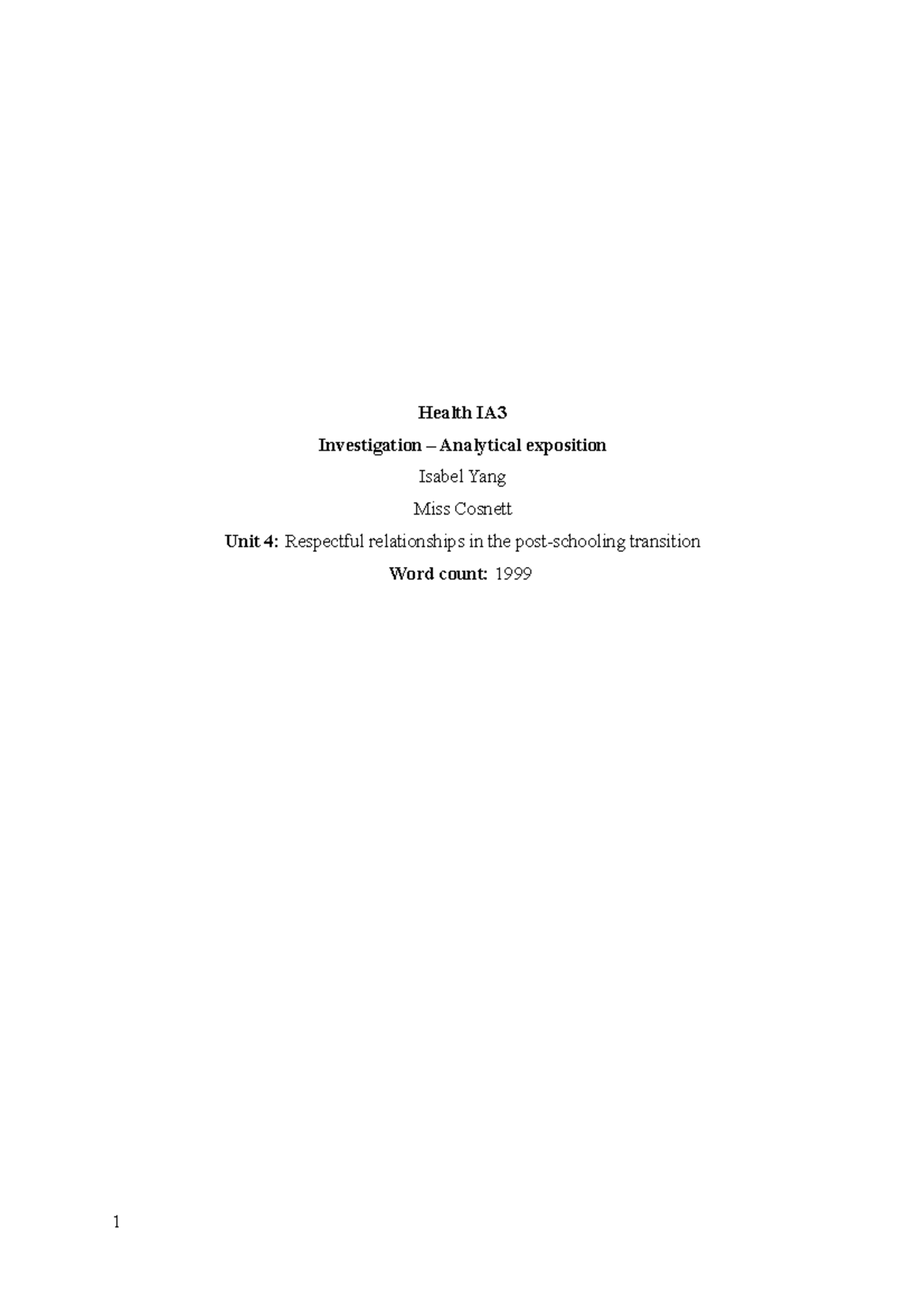 Isabel yang 1a3 - lnl - Health IA Investigation – Analytical exposition ...