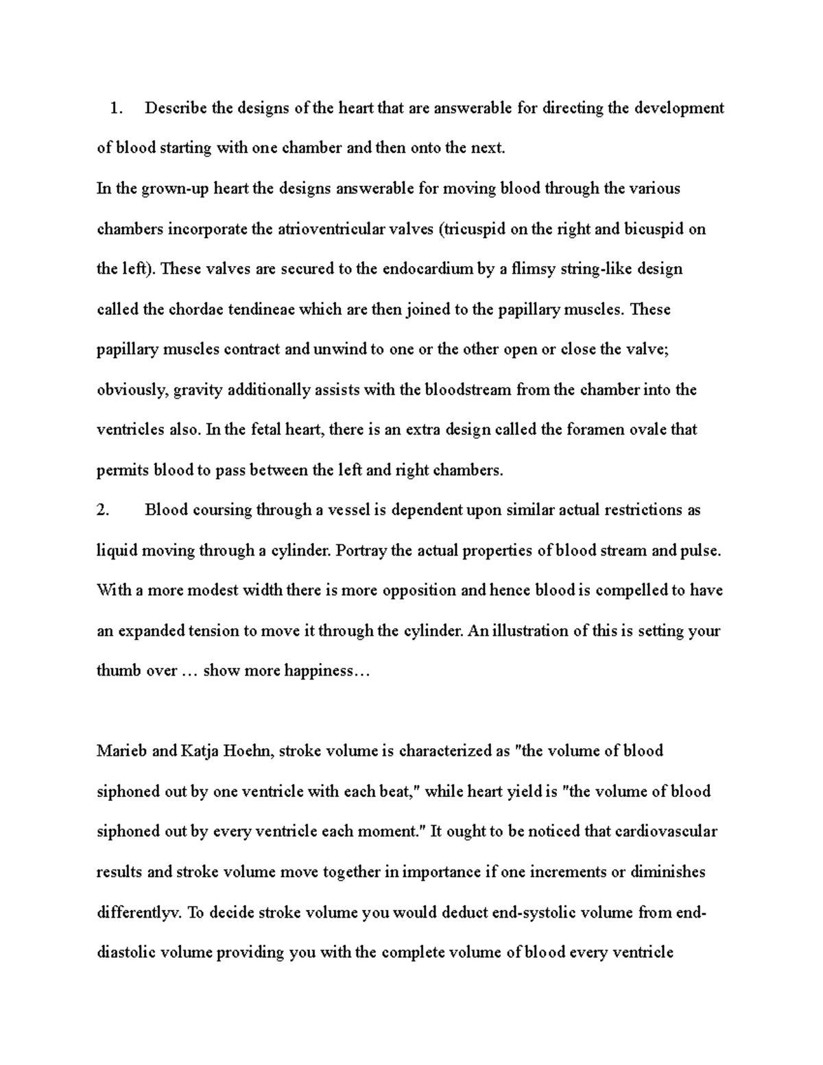 Blood - Assignments - Describe the designs of the heart that are ...