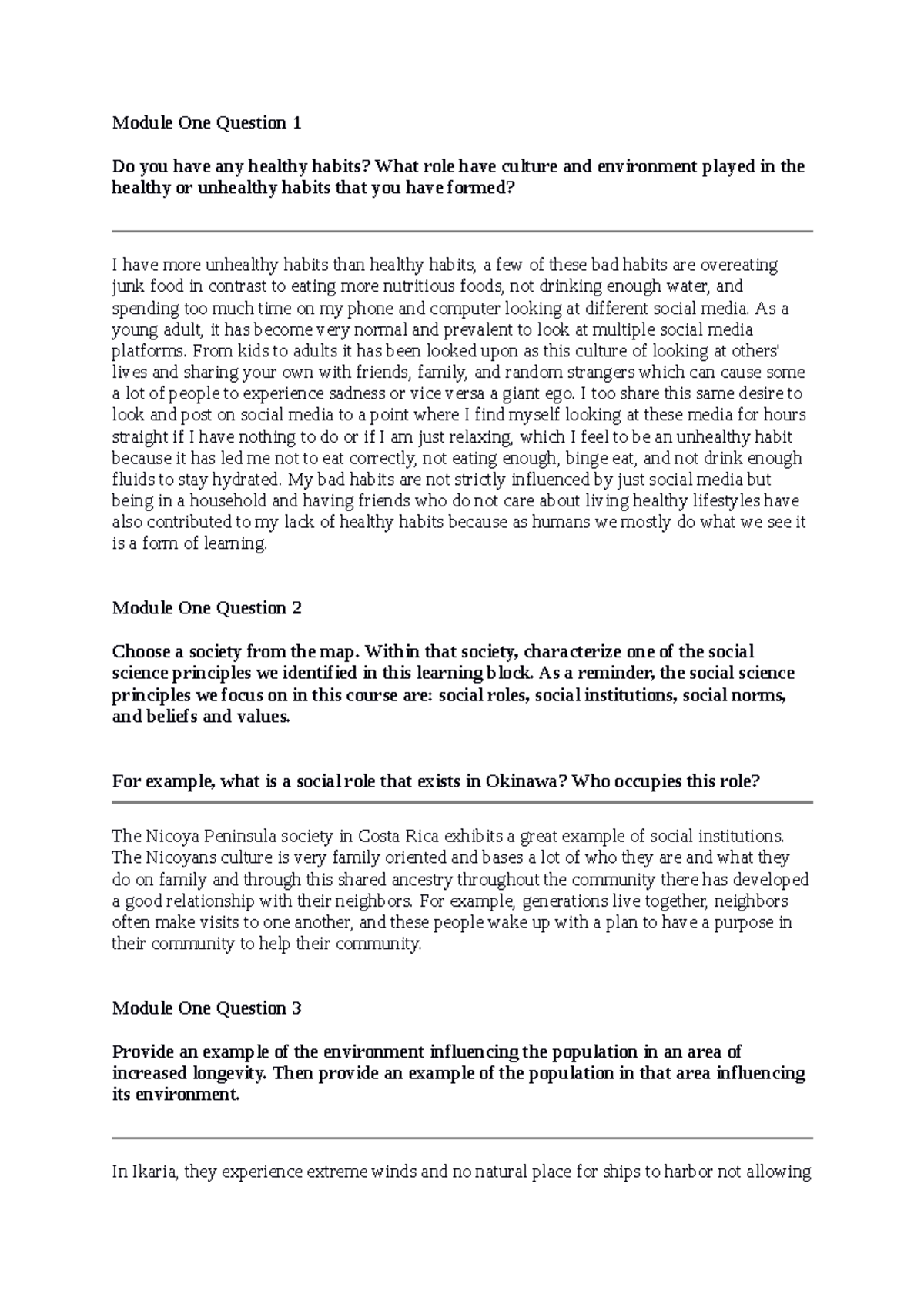 SCS-200 Module 1 Activity - Module One Question 1 Do you have any ...