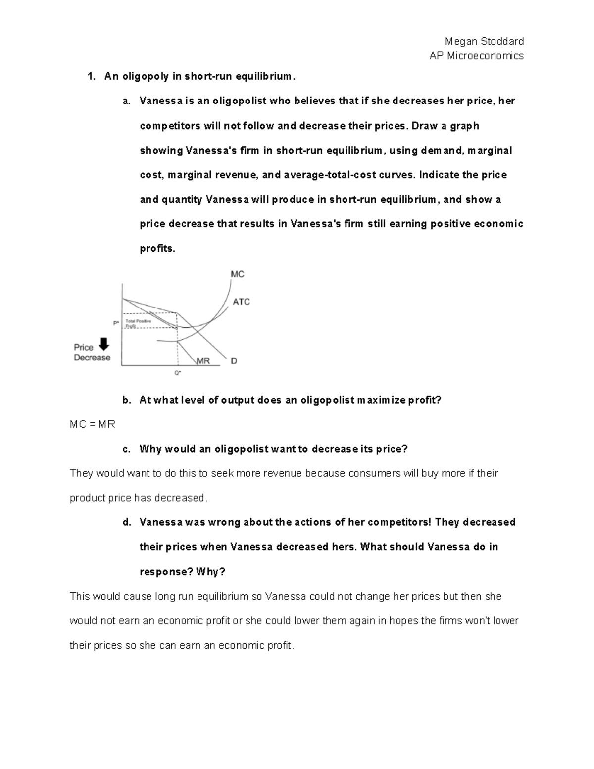 5.3.5 Practice - unit 5 - Megan Stoddard AP Microeconomics An oligopoly ...