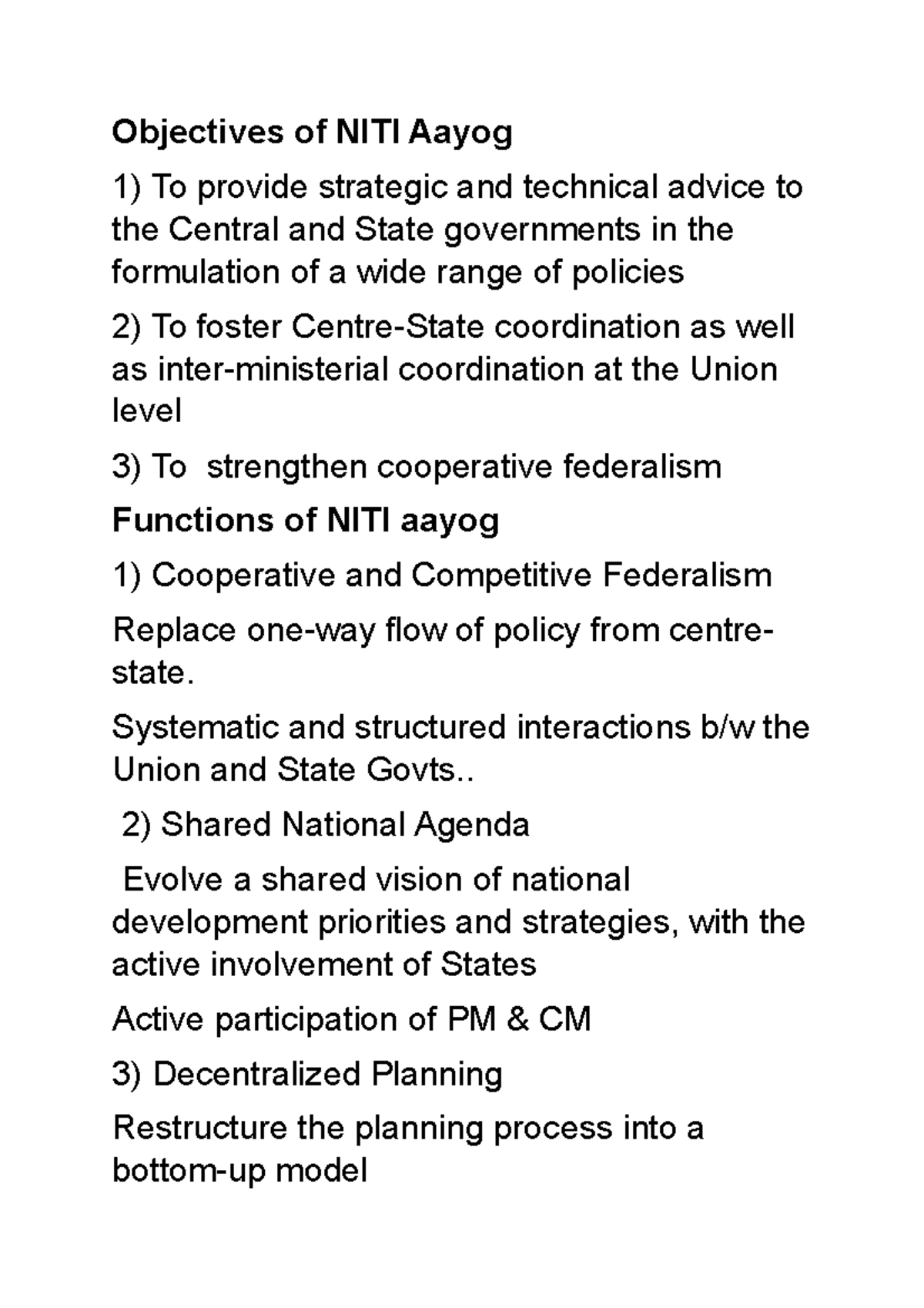 objectives-and-functions-of-niti-aayog-objectives-of-niti-aayog-to