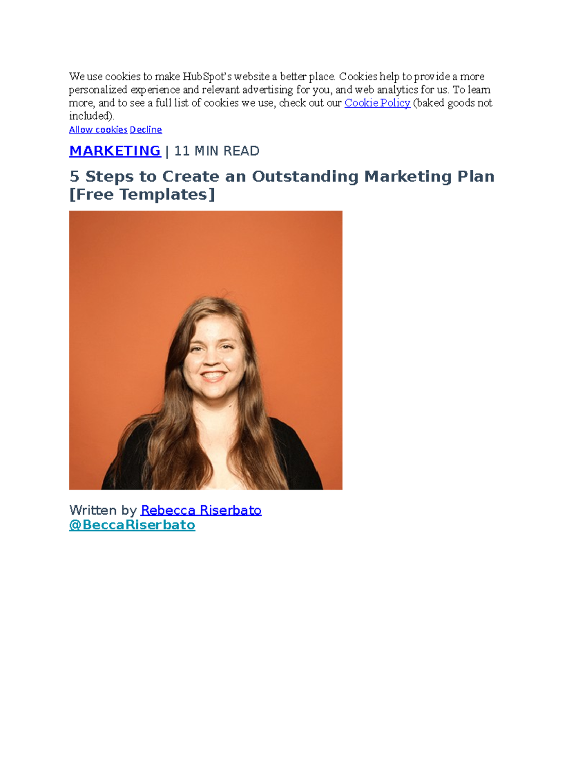 How to create marketing plan - We use cookies to make HubSpot’s website ...