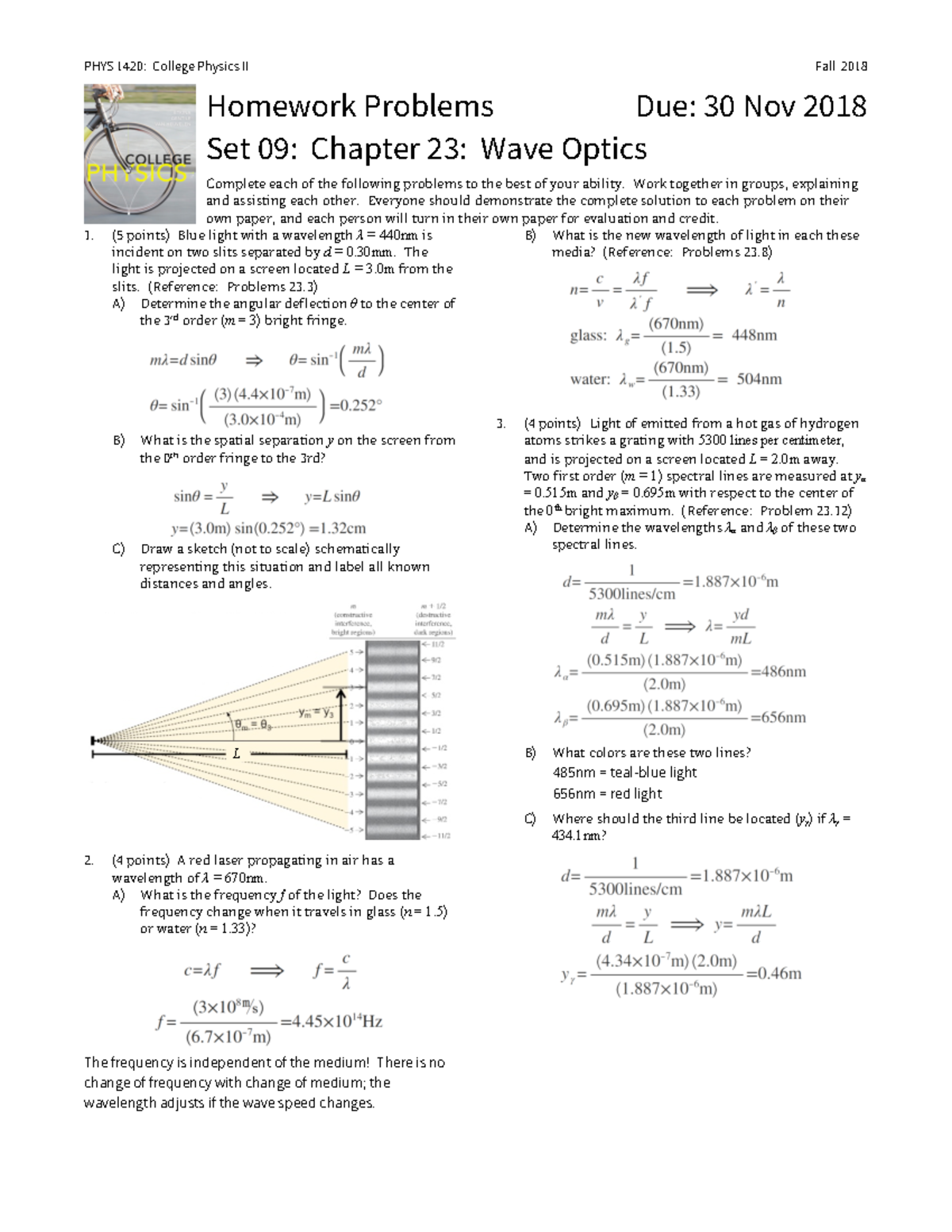 Optics problems - Homework Problems Due: 30 Nov 2018 Set 09: Chapter 23 ...