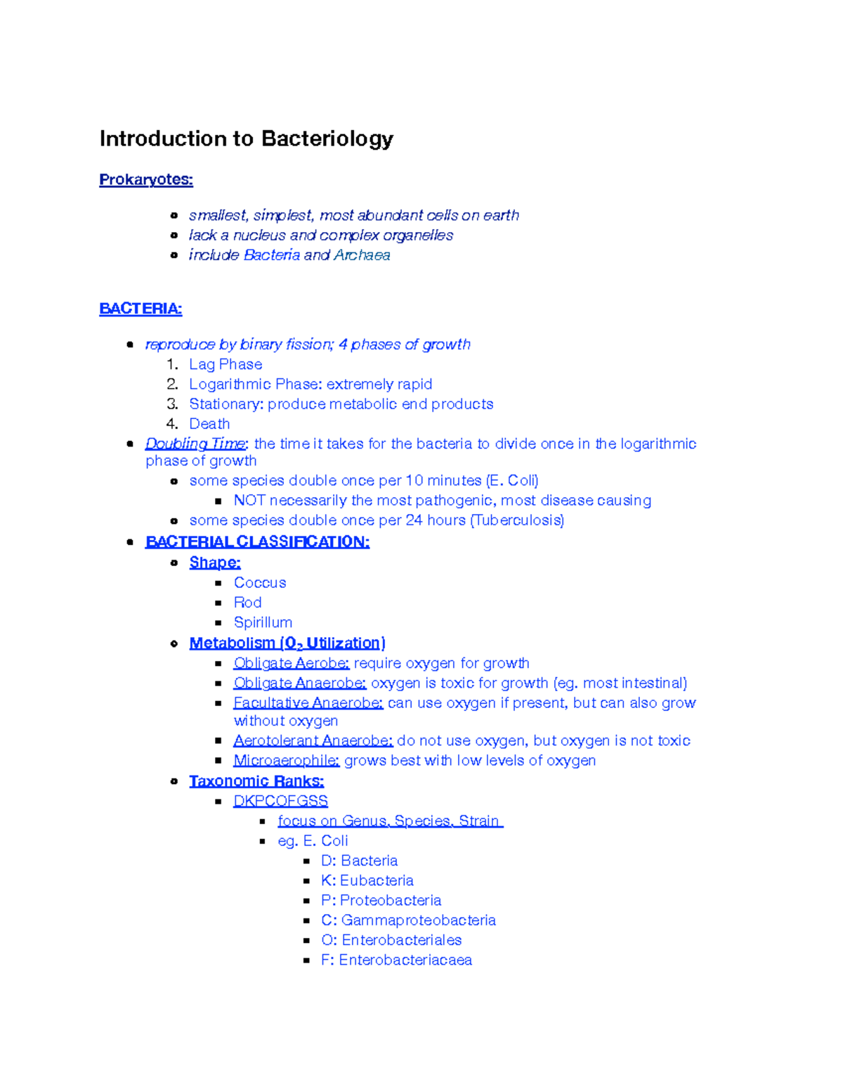 Intro to Bacteriology - Introduction to Bacteriology Prokaryotes ...