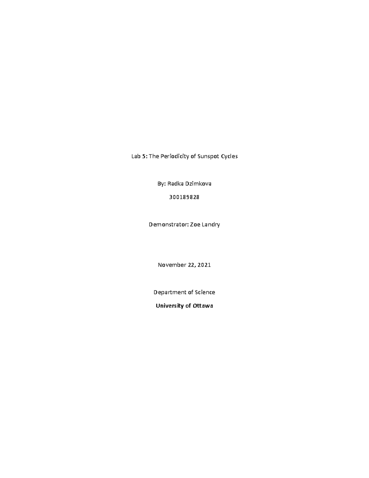 Geo lab 5 geomatics - Lab 5: The Periodicity of Sunspot Cycles By ...