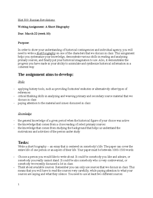Primary Sources Assignment - Hist 309: Russian Revolutions Primary ...