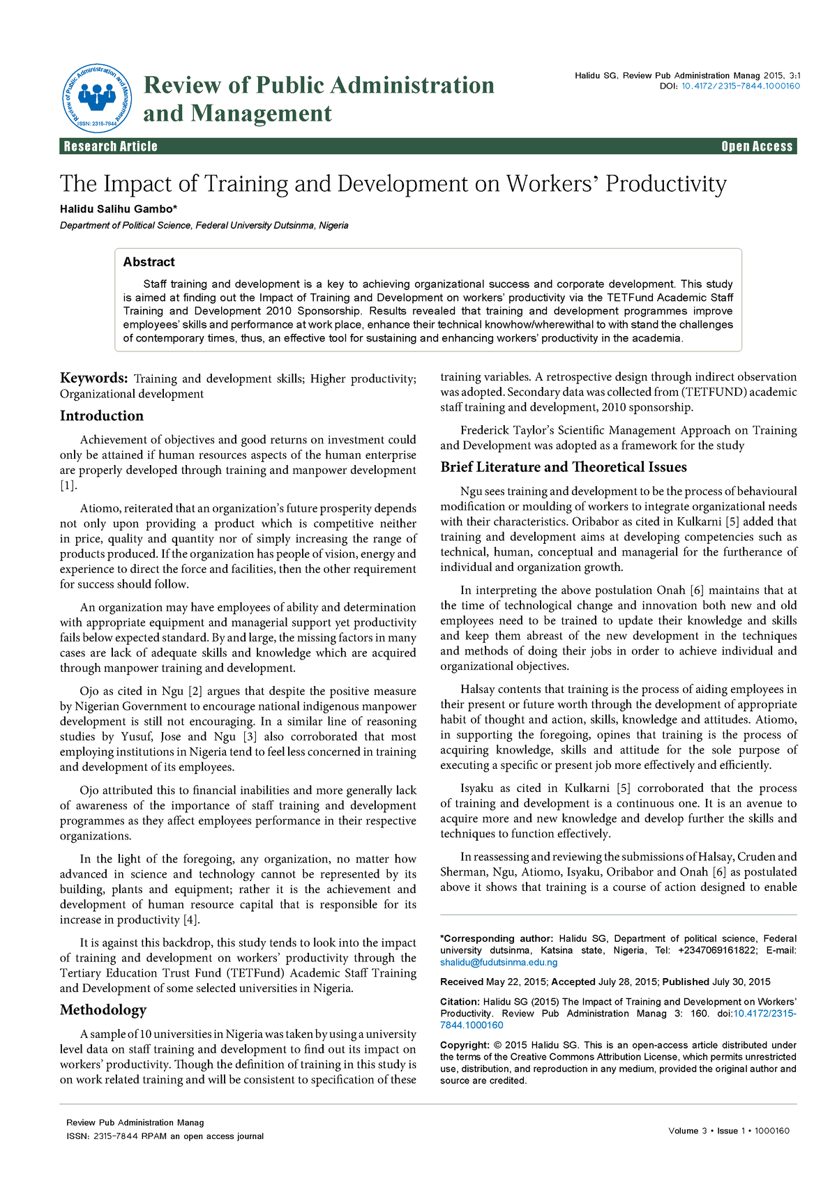 The Impact Of Training And Development On Workers Productivity 2315 ...