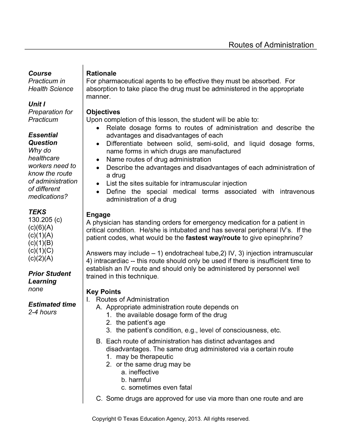 Routes of Administration - Routes of Administration Course Practicum in ...