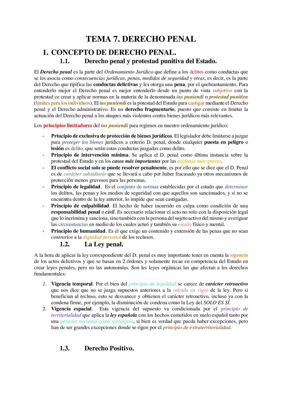 TEMA 7. Derecho Penal - Nociones Básicas DEL Derecho - TEMA 7. DERECHO ...