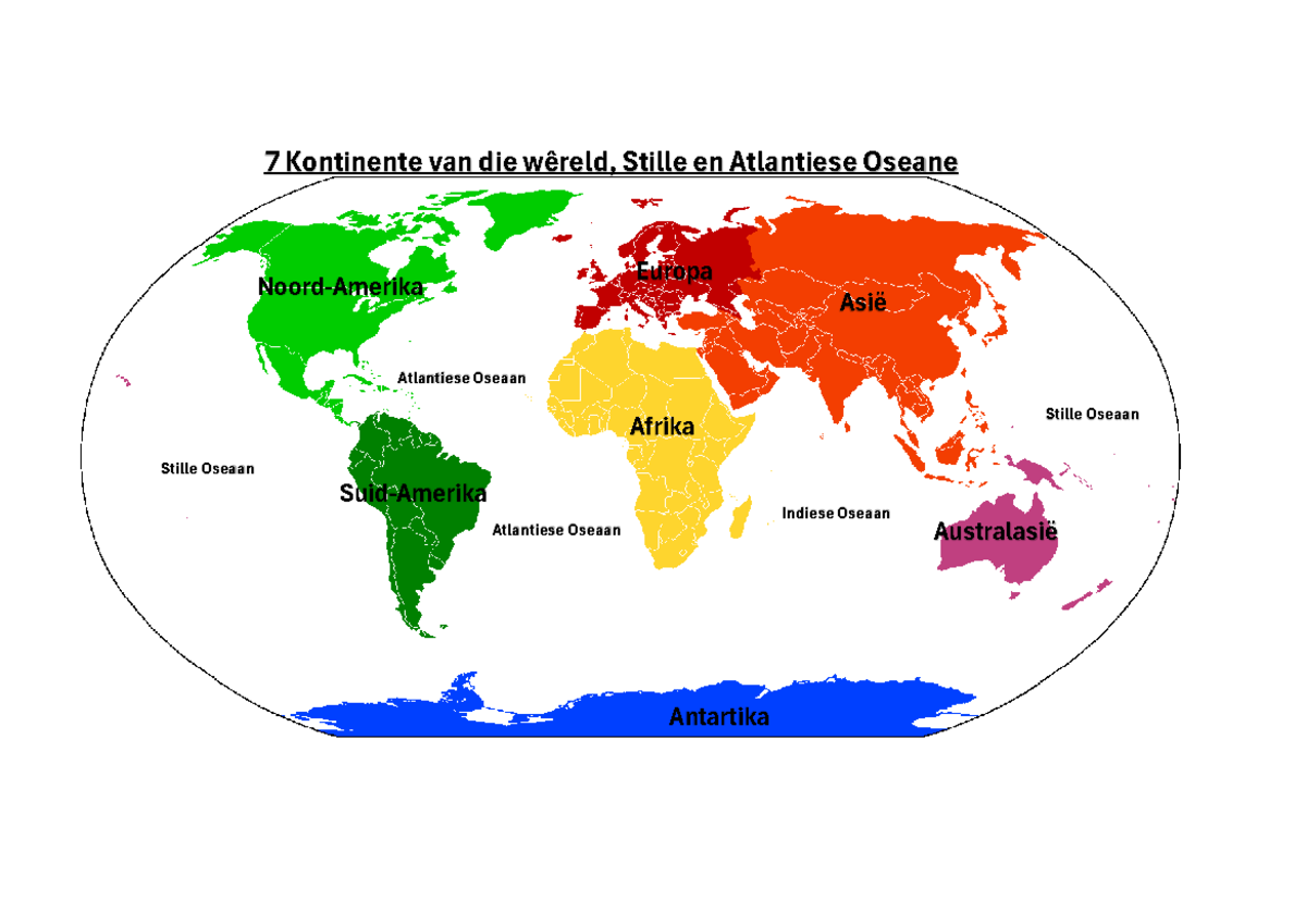 7 Kontinente en Oseane - Oceans and continents - 7 Kontinente van die ...