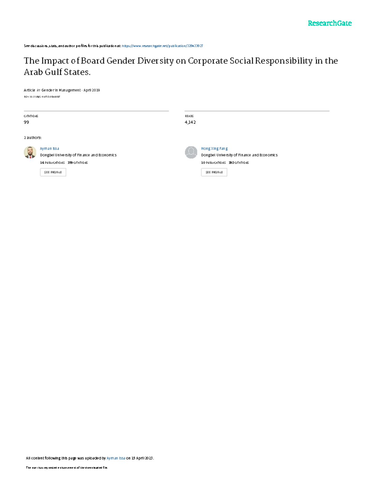 BGD and CSR - Arab GCC - Practical material to be discussed in class ...