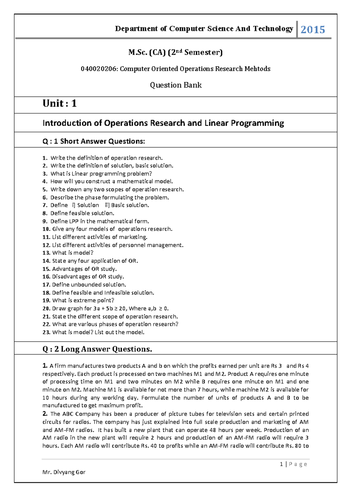 Exam 17 June 2015 Questions And Answers Department Of Computer Science And Technology 2015 Exam 17 June 2015 Questions And Answers Department Of Computer Science And Technology 2015