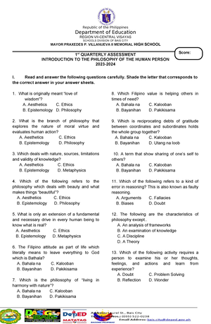 Entrep.1st. Quarter - Assessment - Republic Of The Philippines ...