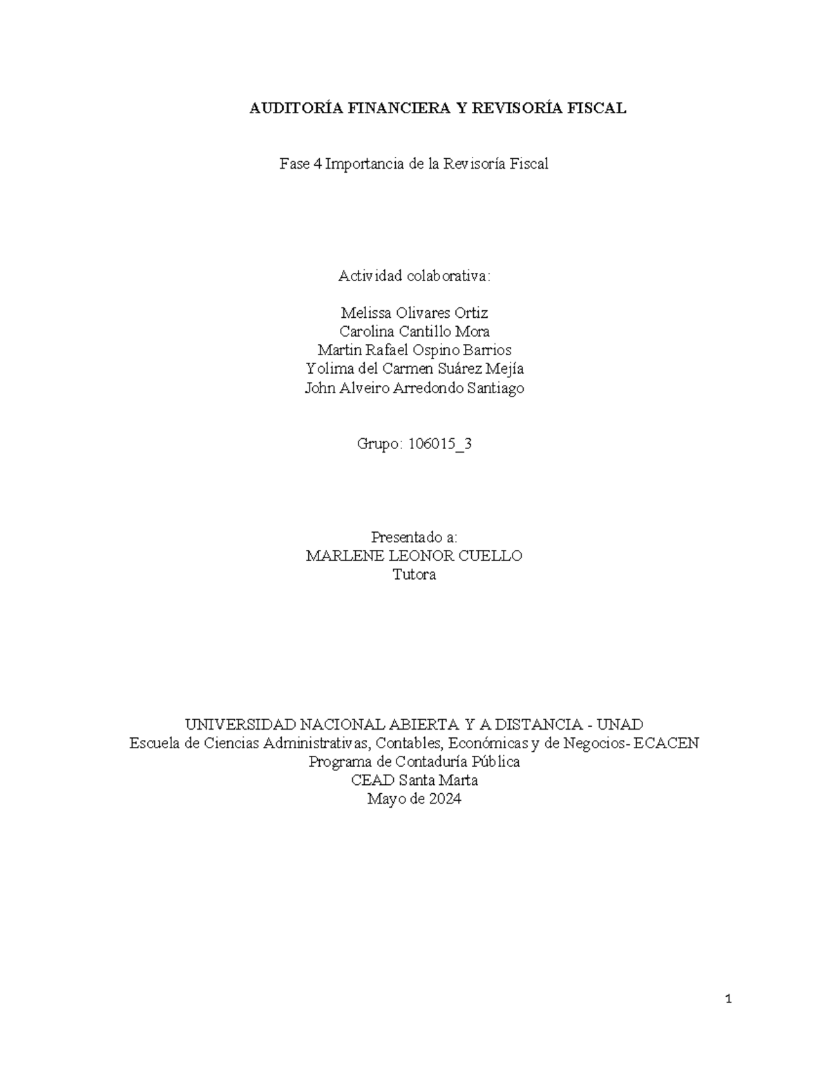 Fase 4 Importancia Revisoria Fiscal AuditorÍa Financiera Y RevisorÍa