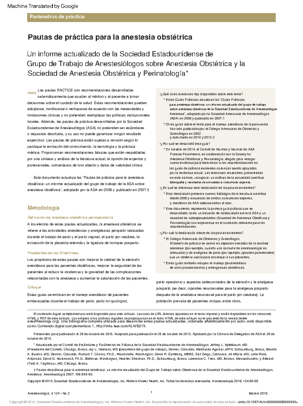 Practice-guidelines-for-obstetric-anesthesia - Estas Guías Se Enfocan ...