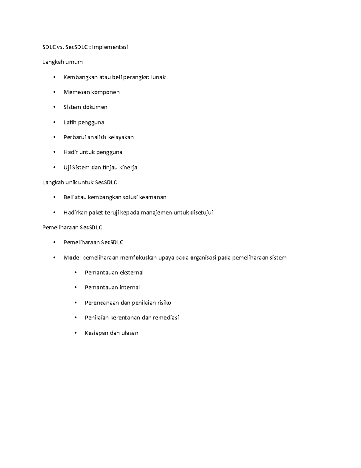 SDLC vs. Sec SDLC Implementasi Dan pemeliharan - SDLC vs. SecSDLC ...