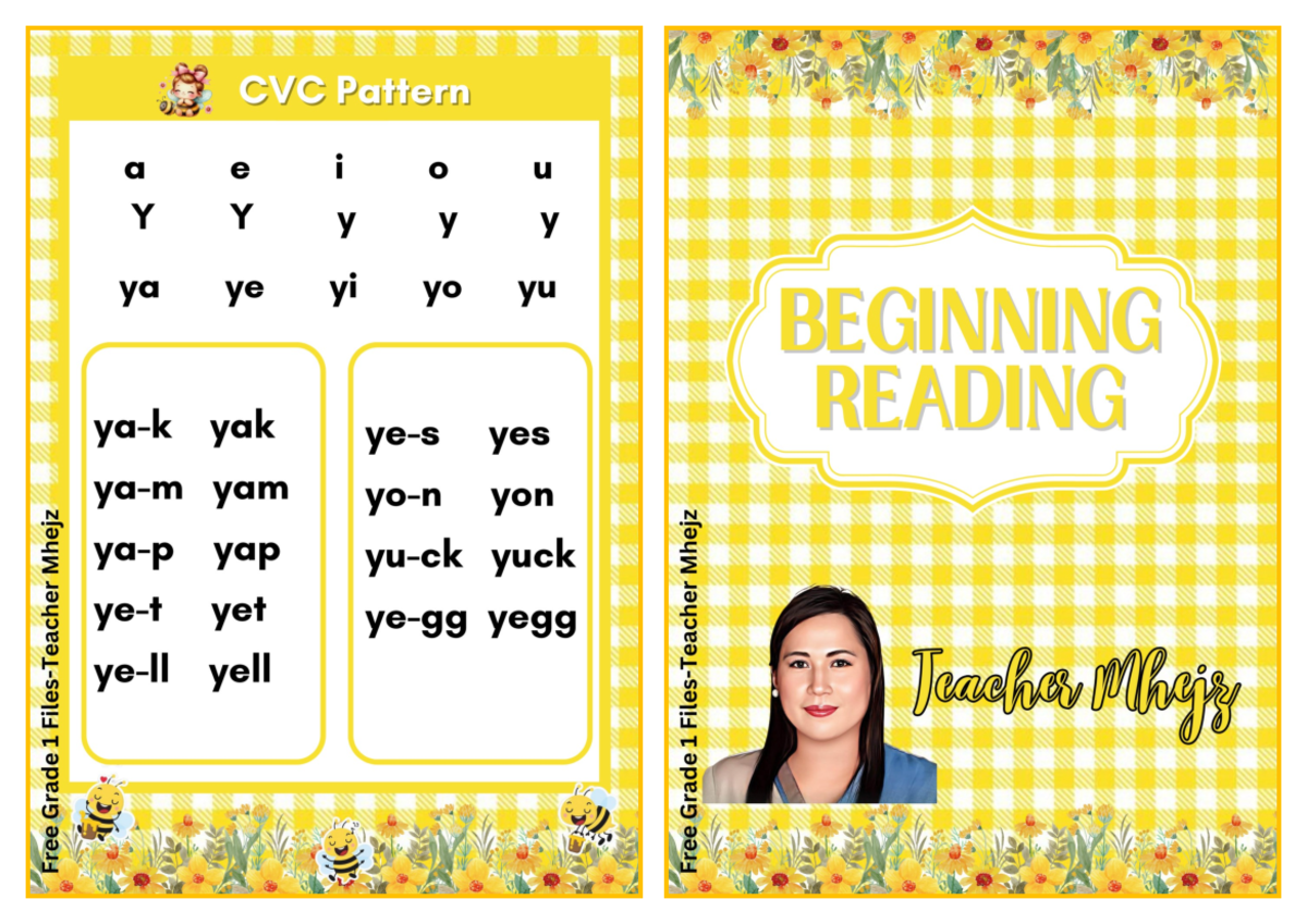 Beginning Reading Booklet Teacher Mhejz Bacani - CVC Pattern a e i o u ...