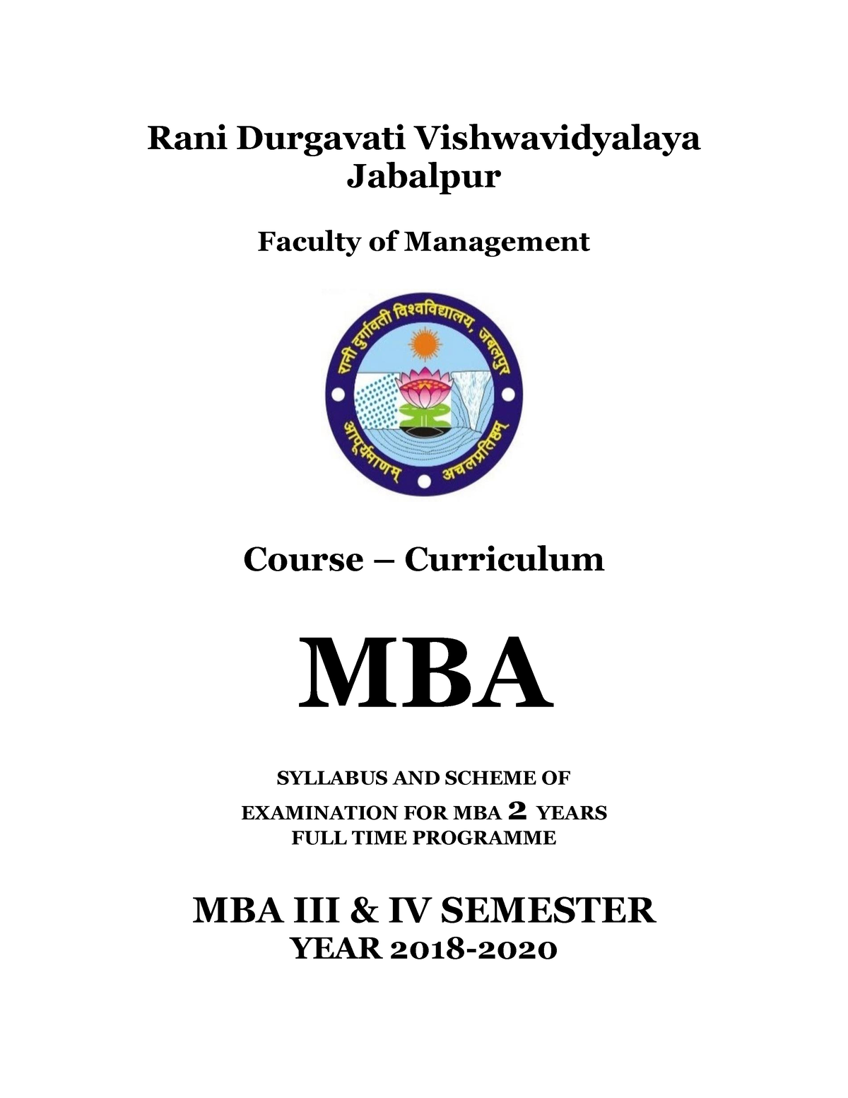 MBA Syllabus SEM4 - Rani Durgavati Vishwavidyalaya Jabalpur ...