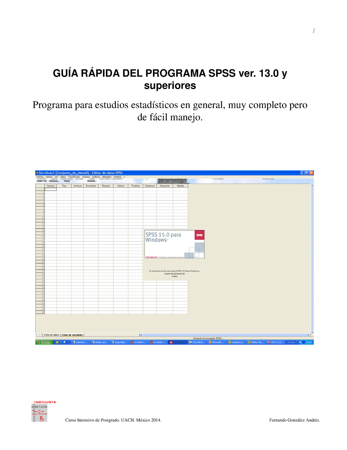 Guia Rapida Spss Estad Stica Gu A R Pida Del Programa Spss Ver Y Superiores Programa