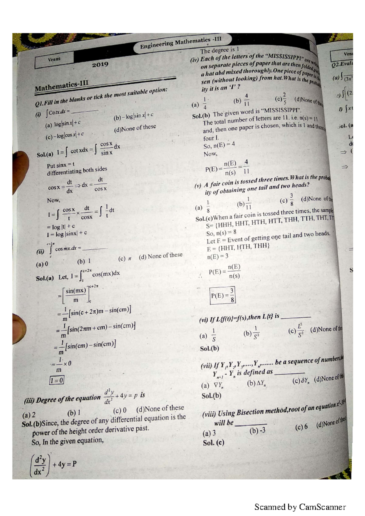 Questions bank math - Statical mathematical and computation hand ...