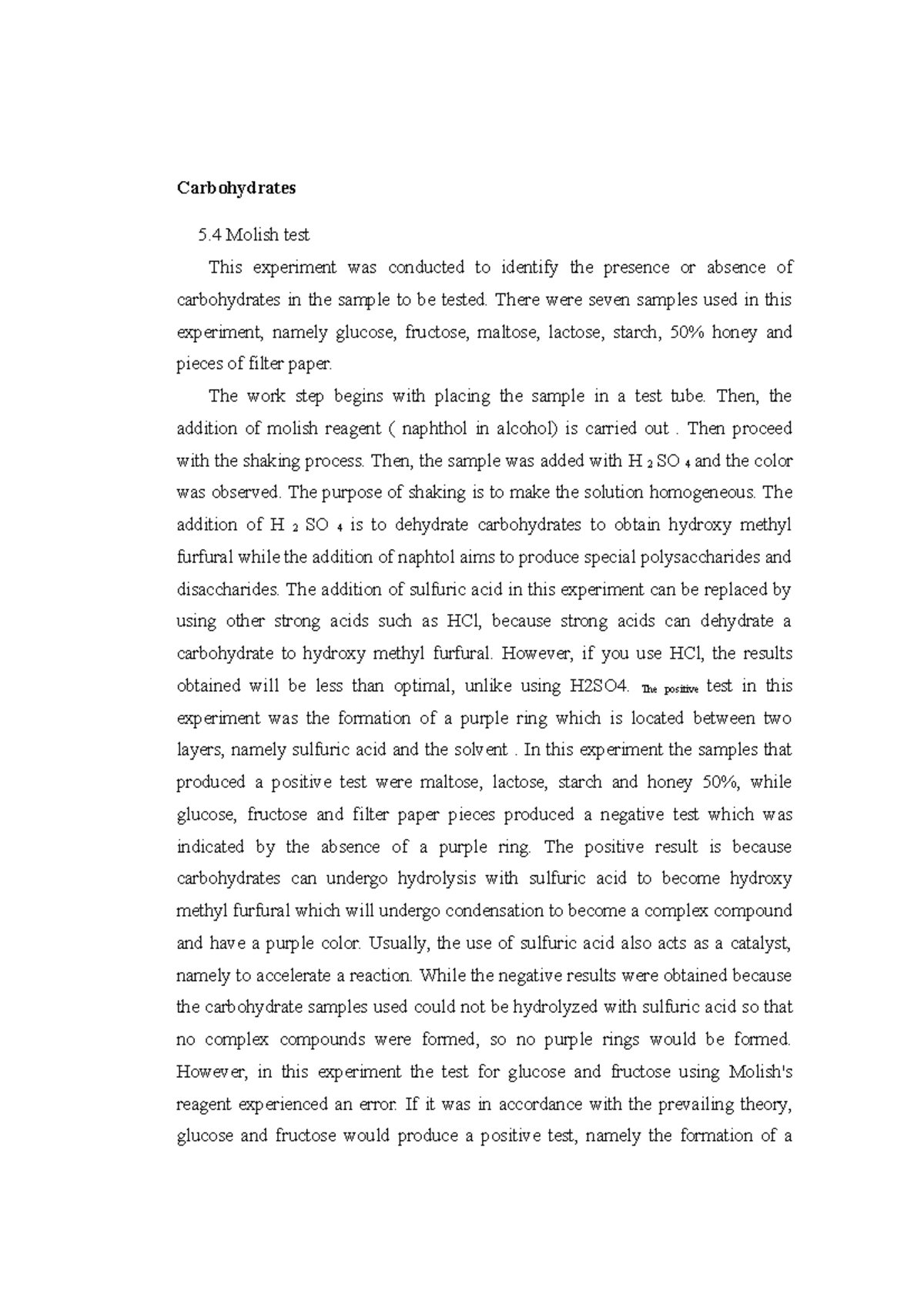 Hopkin's Cole test - Hopkin's Cole test - Carbohydrates 5 Molish test ...